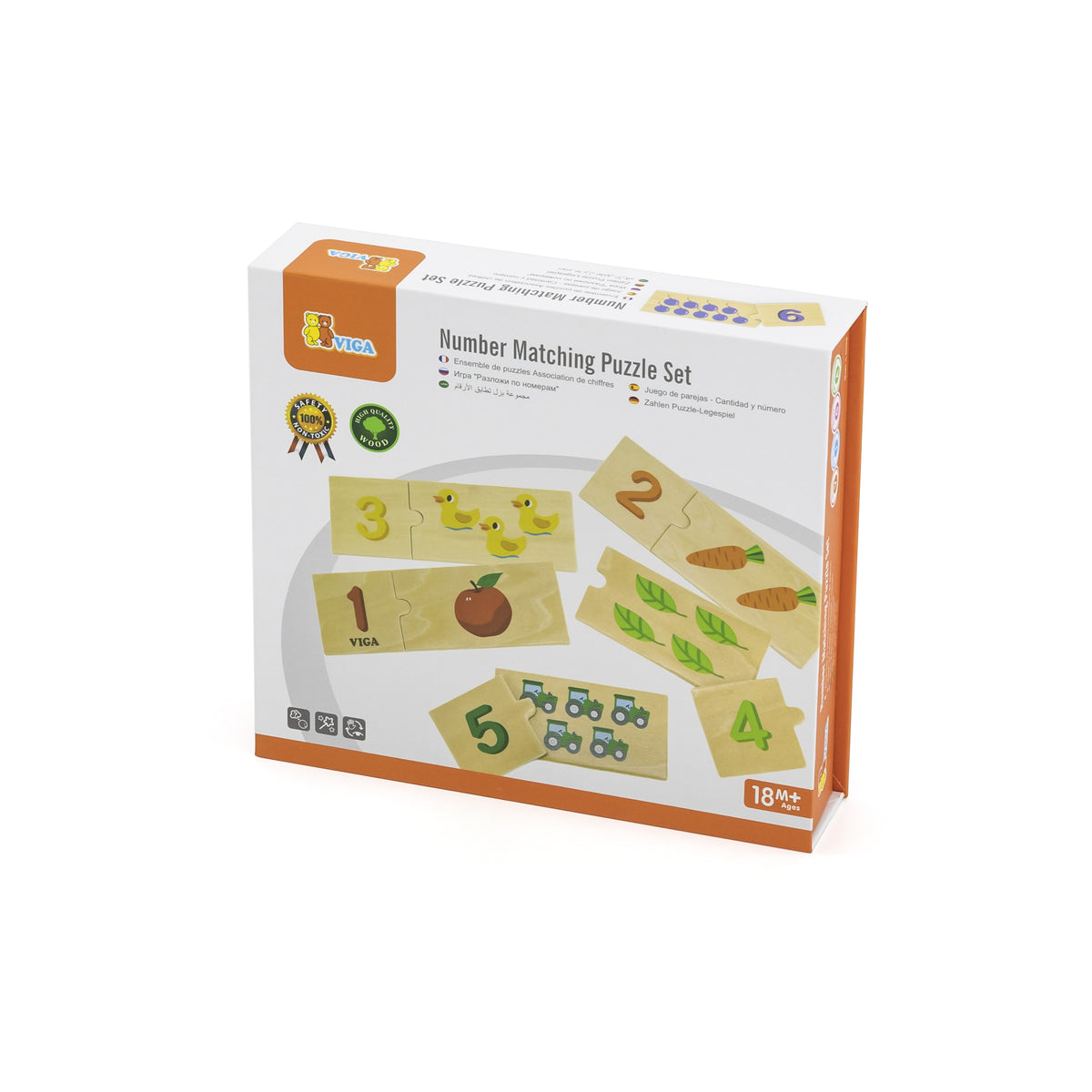 Viga Holzpuzzle-Set, passende Zahlen, Montessori-Puzzle