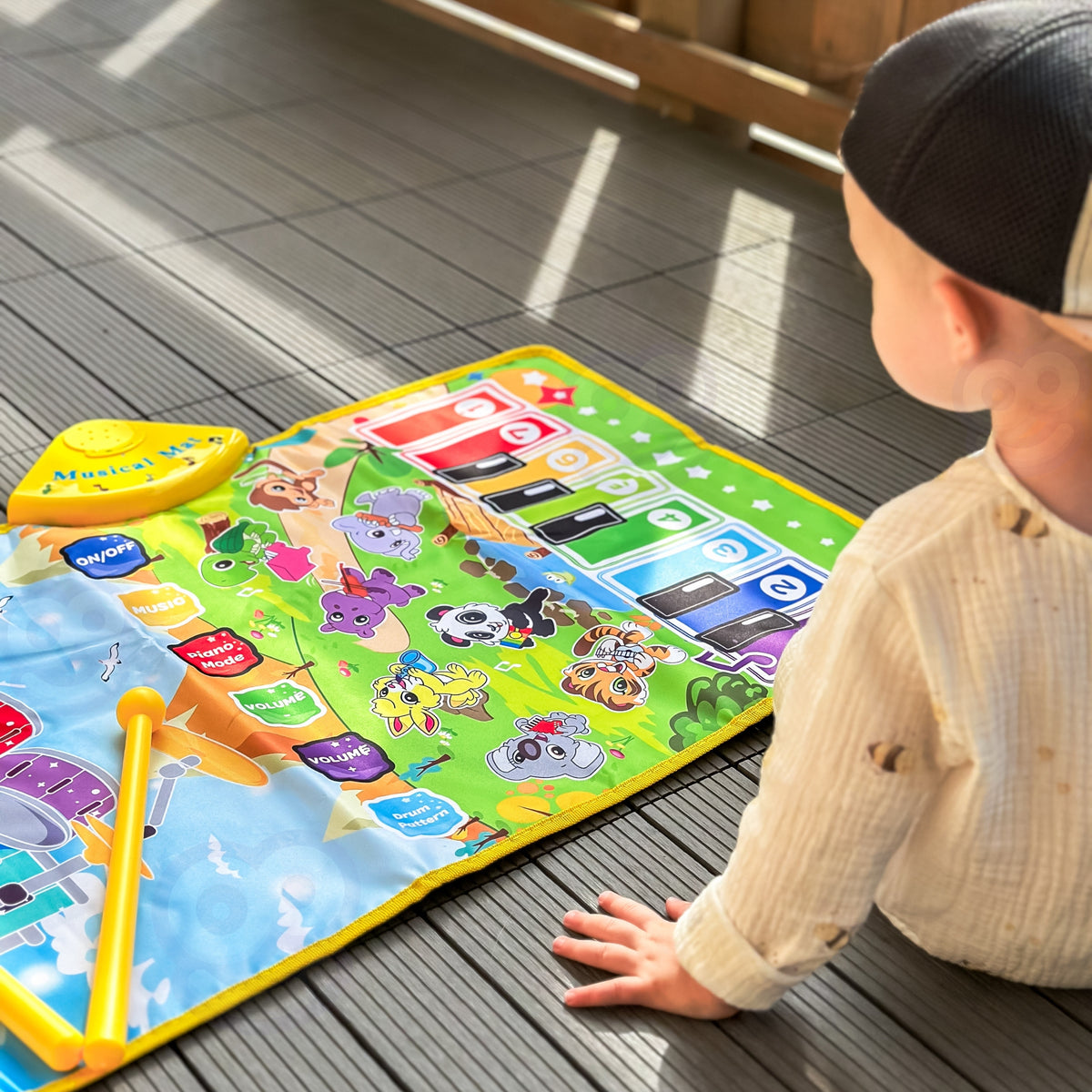 Woopie Musical Mat Animals Piano interativo e bateria 2 em 1