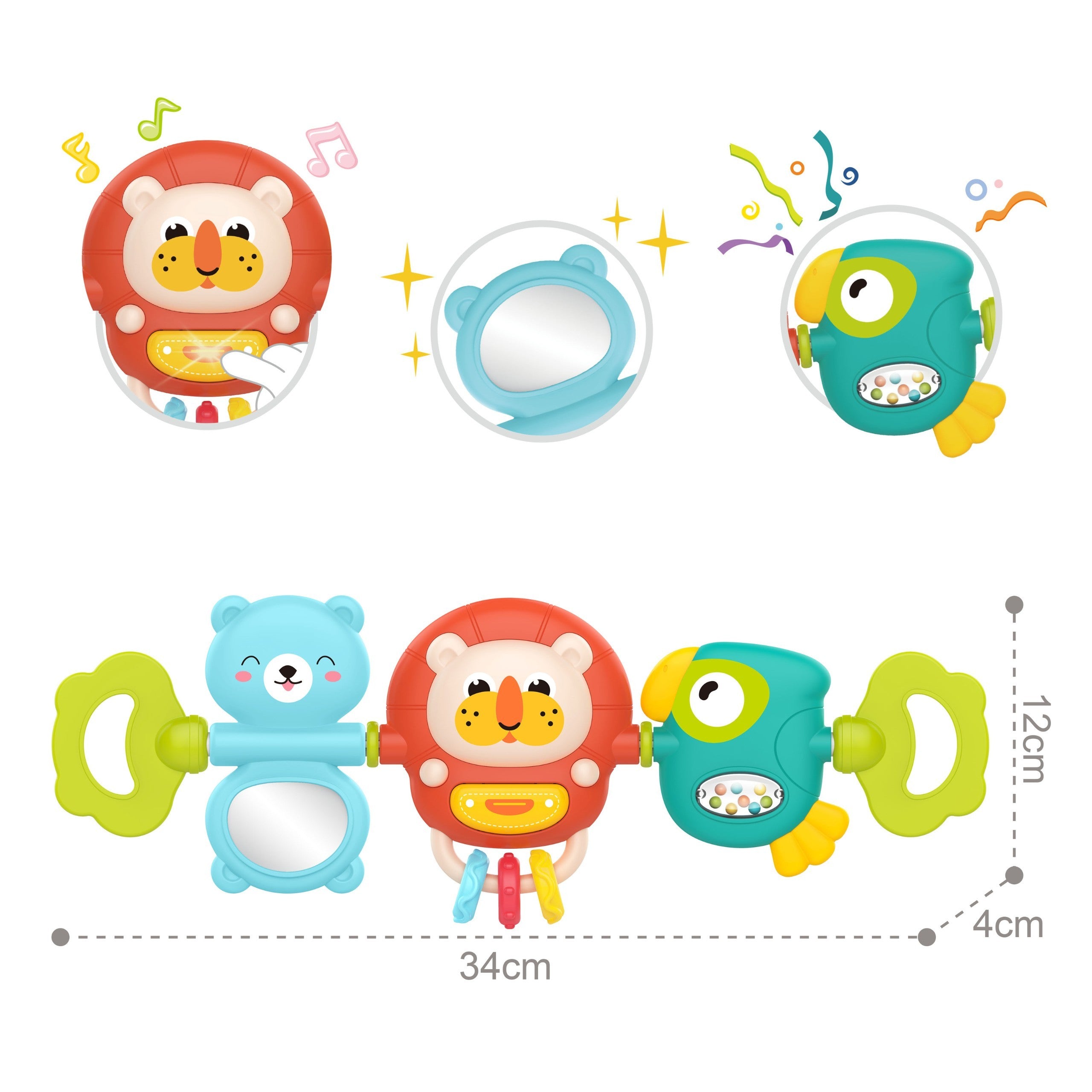 Woopie Bébé Poussette Pendentif Berceau Sensoriel Jouant Hochet Miroir 6m+