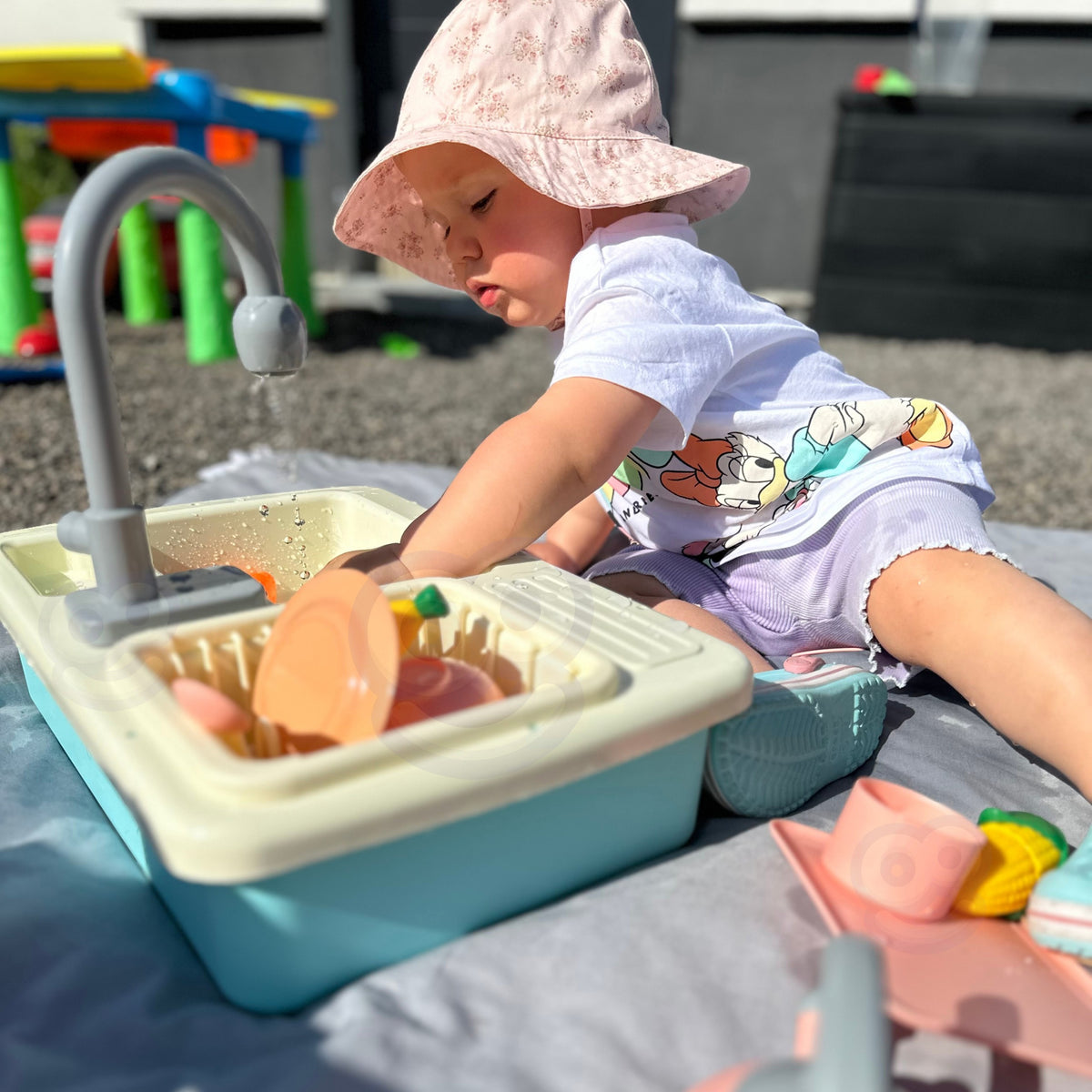 Lavello da cucina 2 in 1 Woopie con rubinetto blu