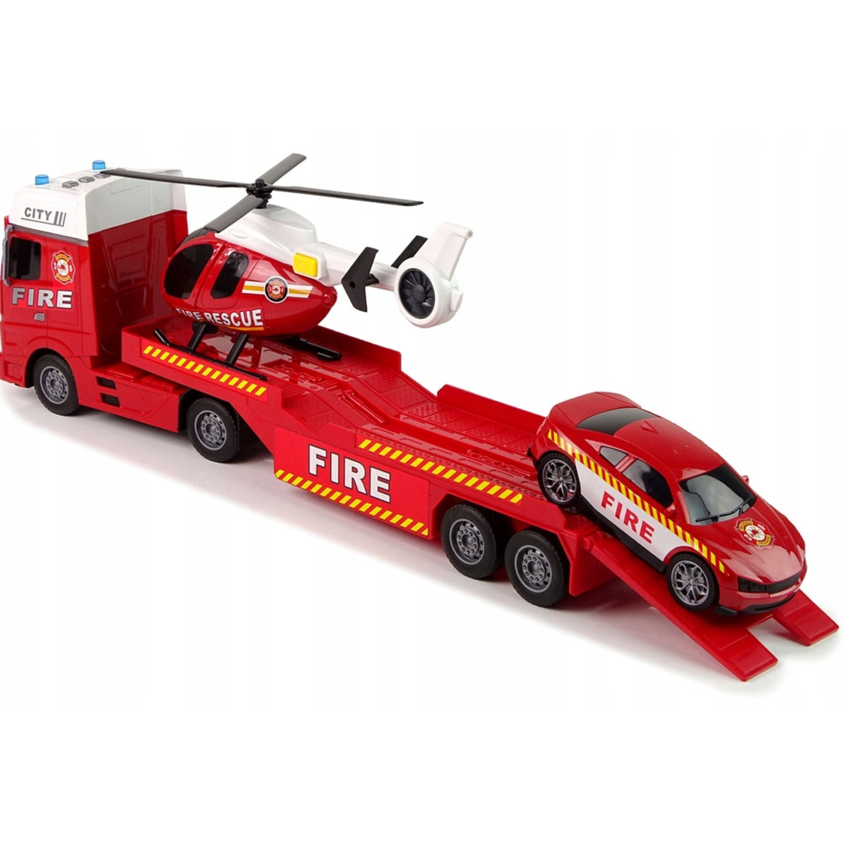 Woopie Juego de vehículos Camión de bomberos Helicóptero Coche Luz de sonido