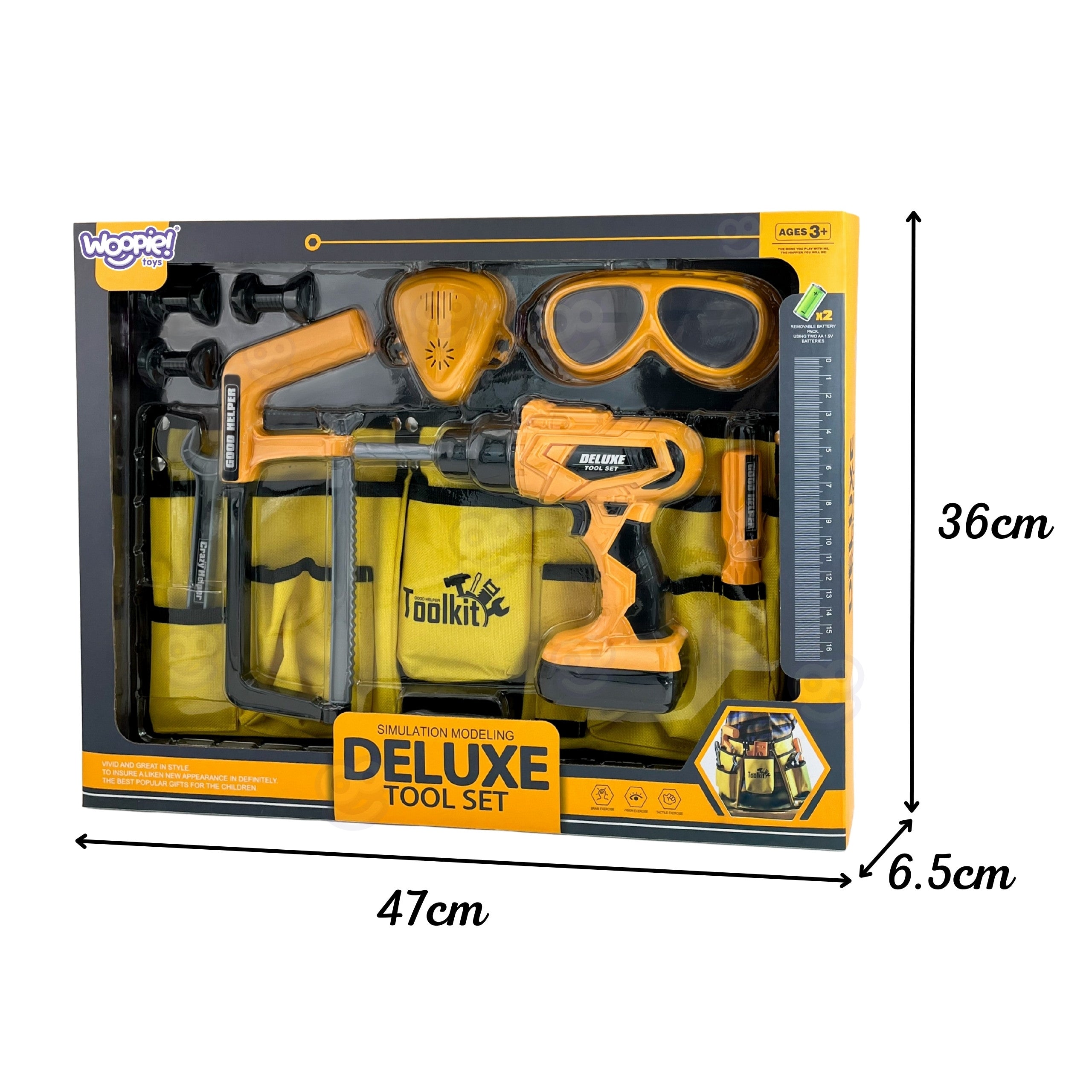Woopie Little Handyman Tool Set Goggles Screwdriver Tool Belt 16 Pcs.
