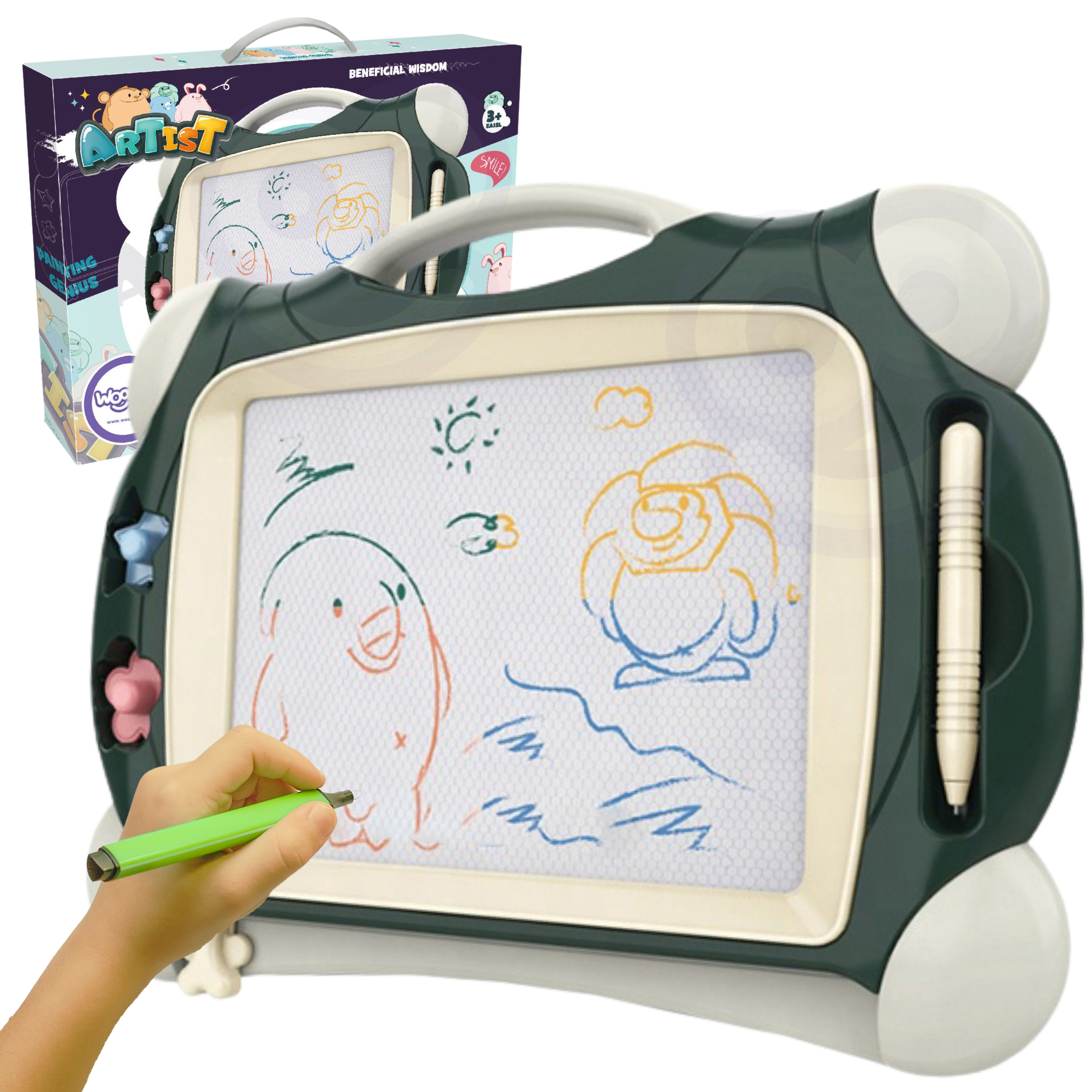Woopie Magnetic Color Marker Board + 2 Green Stamps