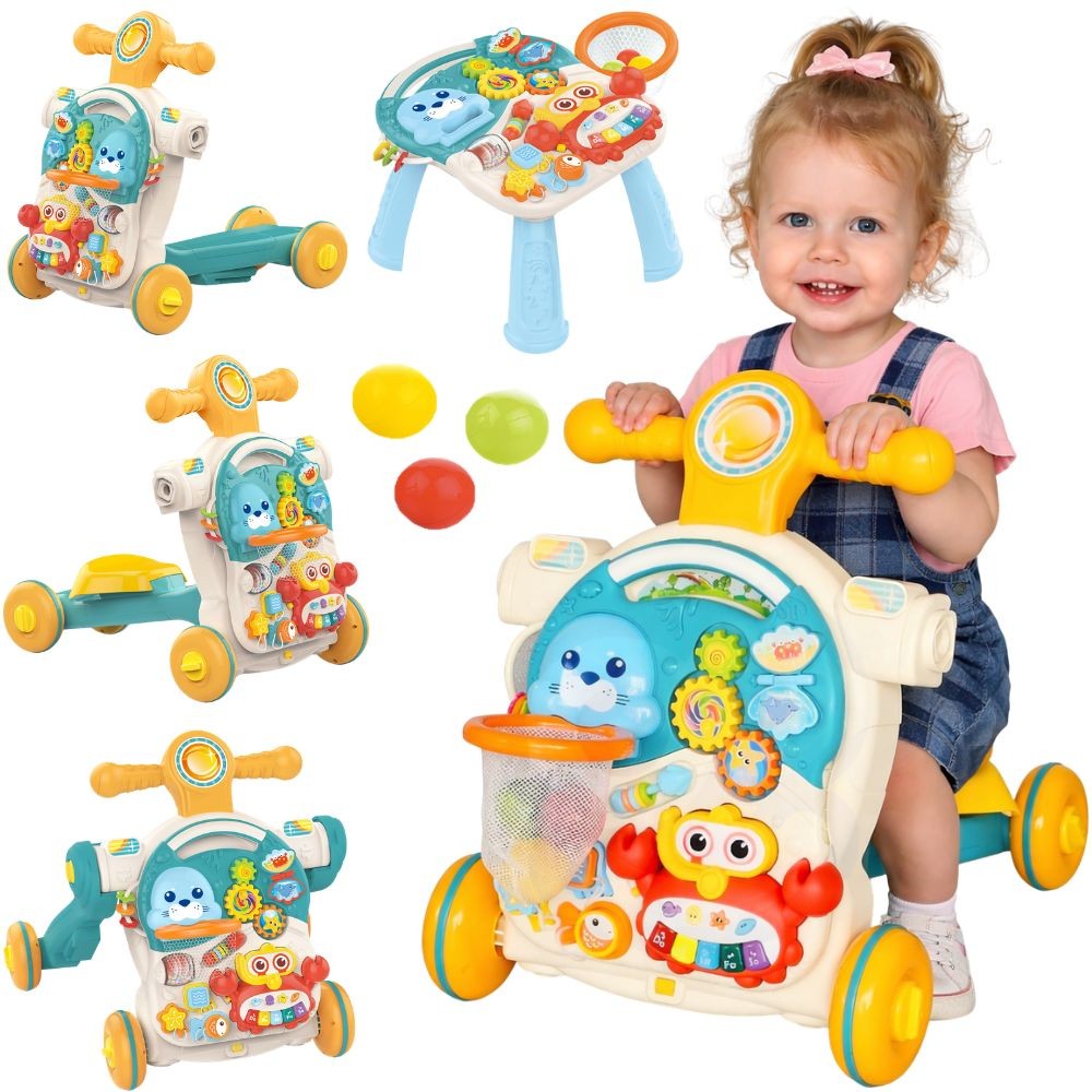 Woopie Baby Pusher Walker Образователна настолна тротинетка за возене 4 в 1