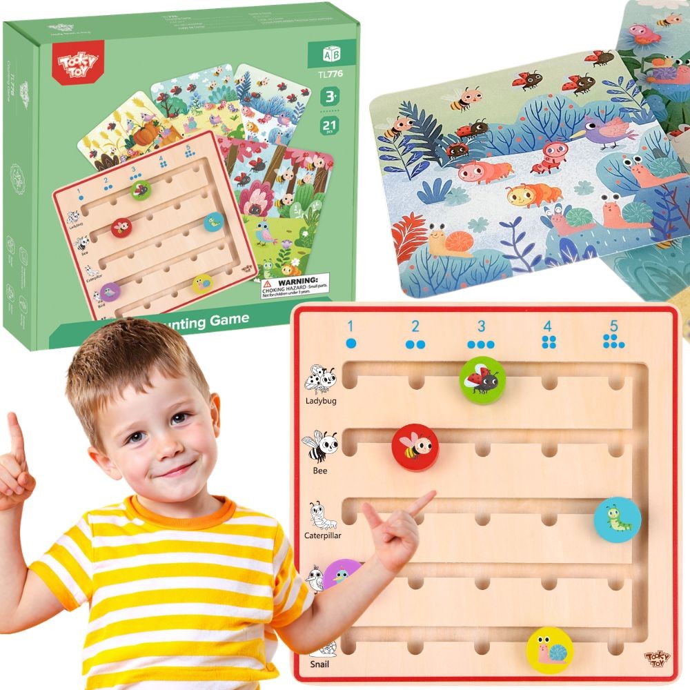 Tooky Toy Дървена игра за учене да броим животни