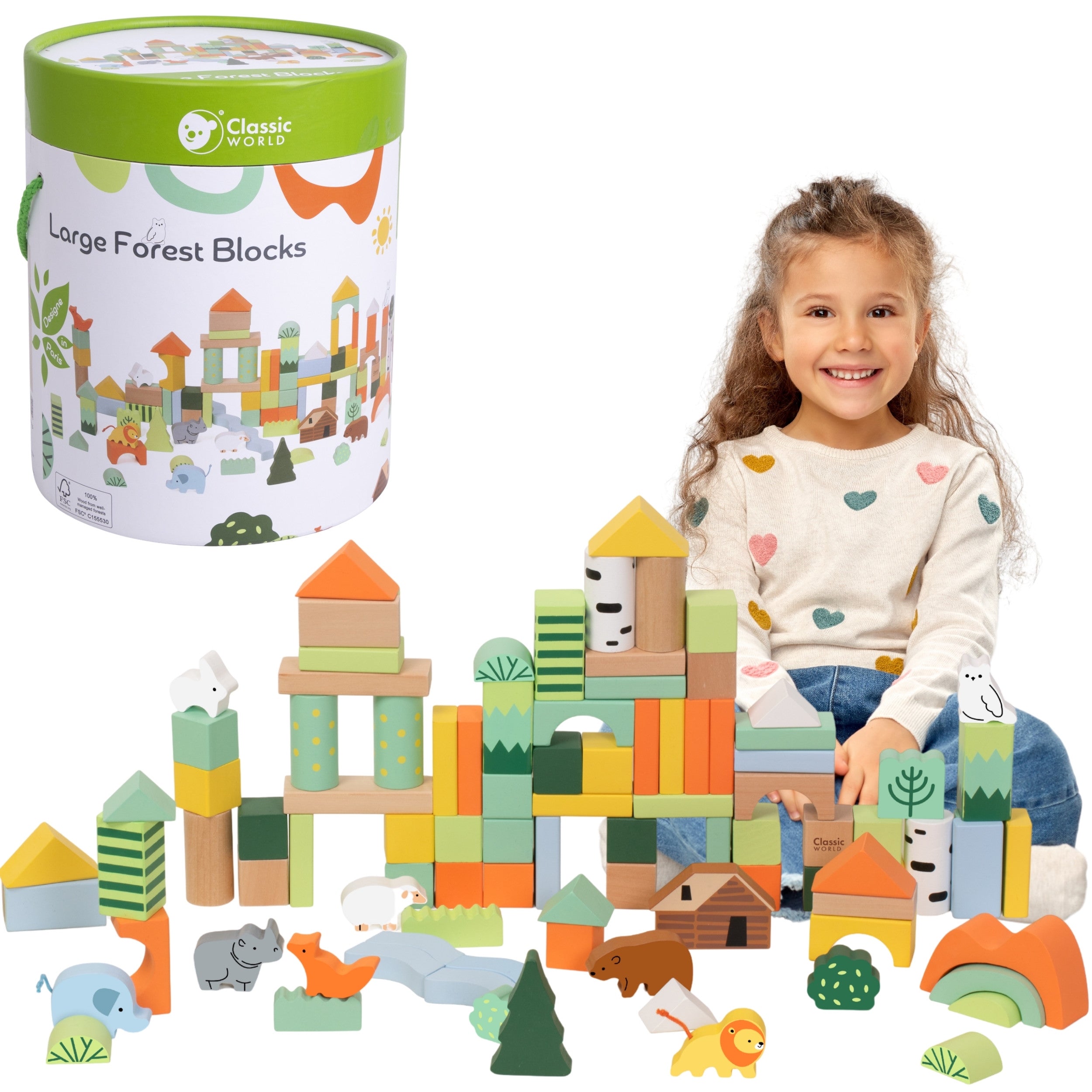 Classic World Set Of Wooden Blocks Forest World 100 Pcs.