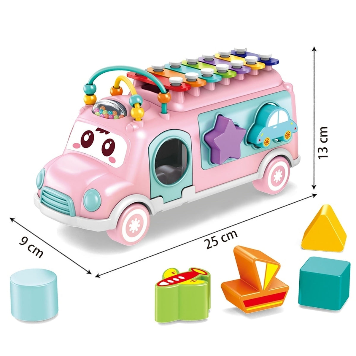 Woopie Baby Musical Car Sorter S činely Růžové