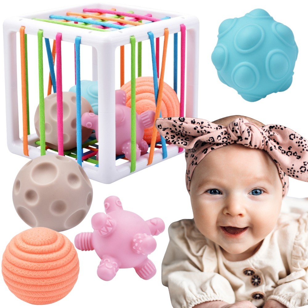 Woopie Baby Гъвкав сензорен сортировач на кубчета за деца Crazy Shapes 5 бр.