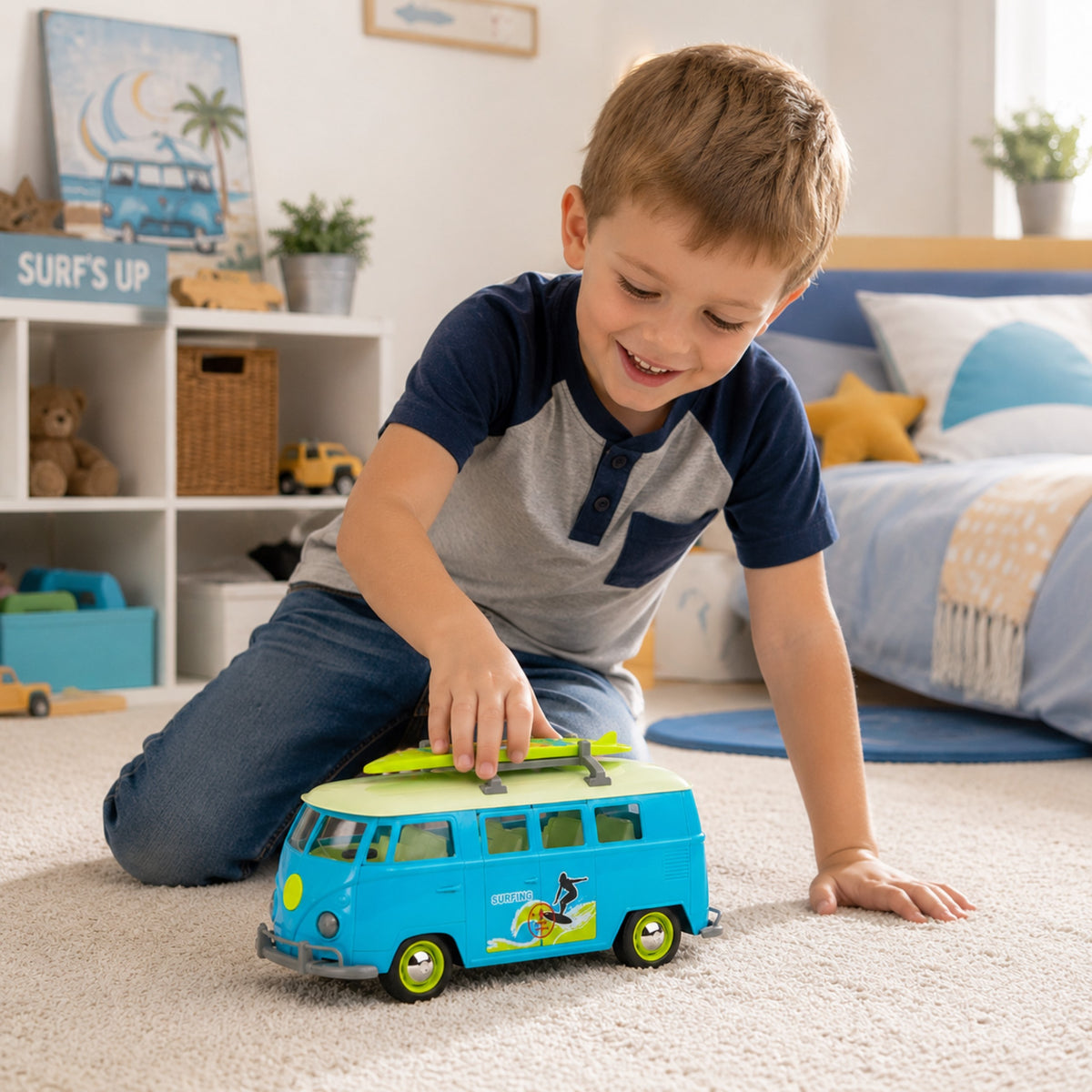Woopie Classic Surf Bus Car com luzes e som modelo 1:14