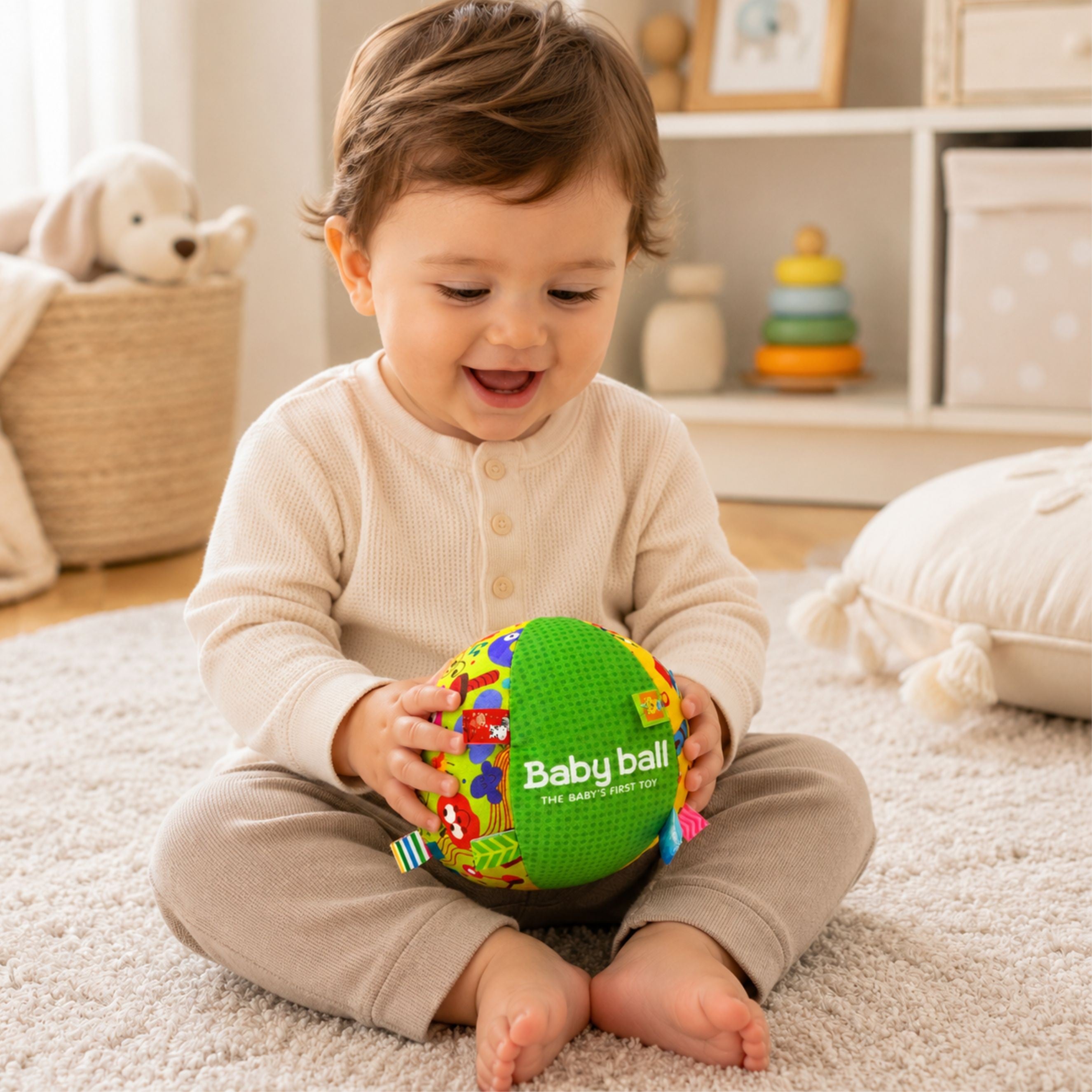 Woopie Baby Soft Sensory Ball Etichetă Lady Cu Cusut Pentru copii mici + Sunet