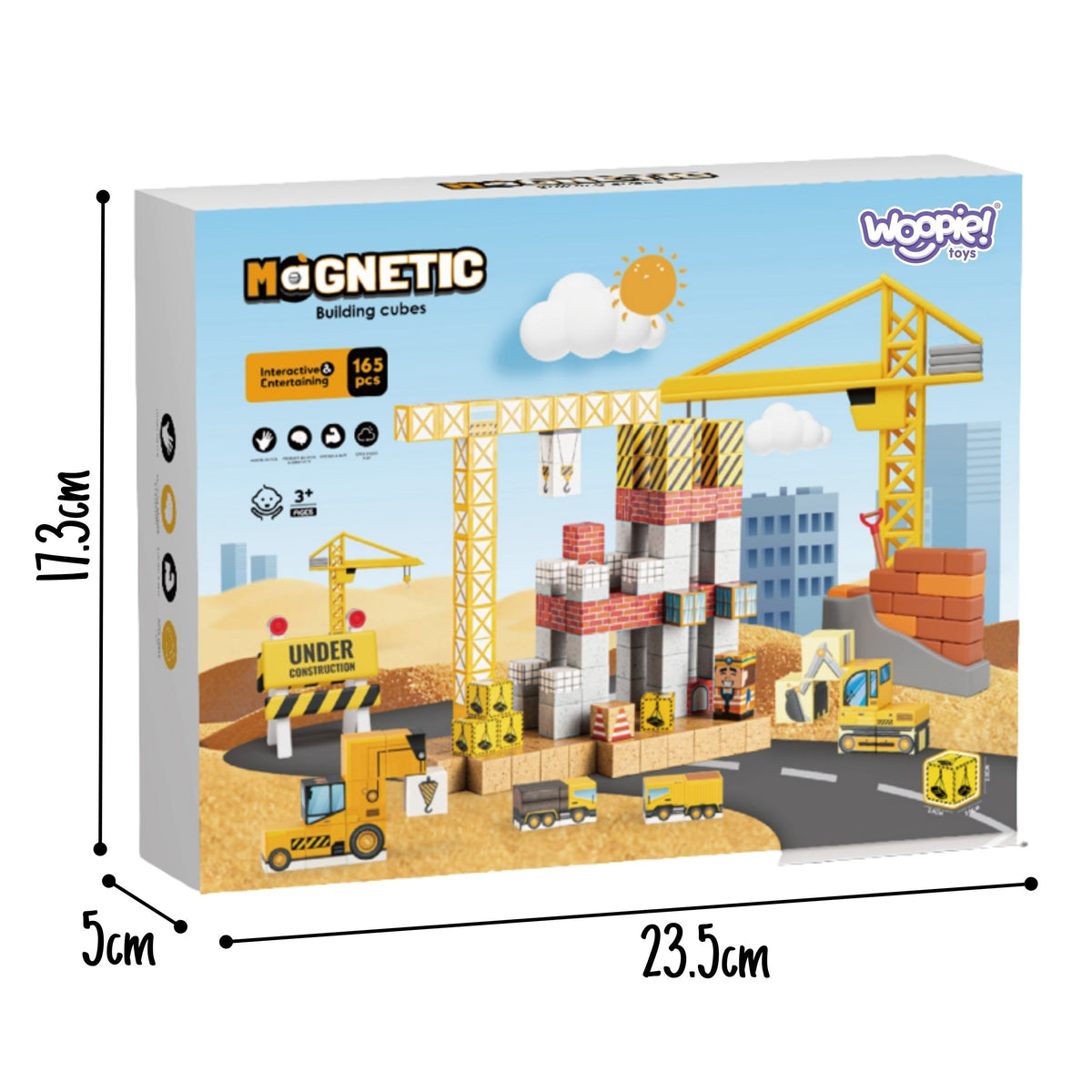 Woopie Magnetic Blocks 165pcs Cubes Construction Crane Excavator Gift 3d