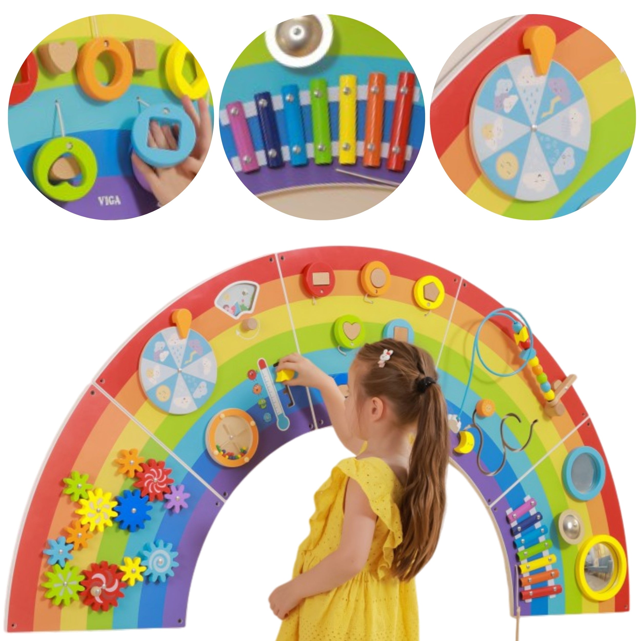 Viga Houten Zintuiglijke manipulatiebord Edu Rainbow Fsc-certificaat