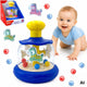 Carrossel de pião azul com cavalos coloridos Woopie Baby com bolas