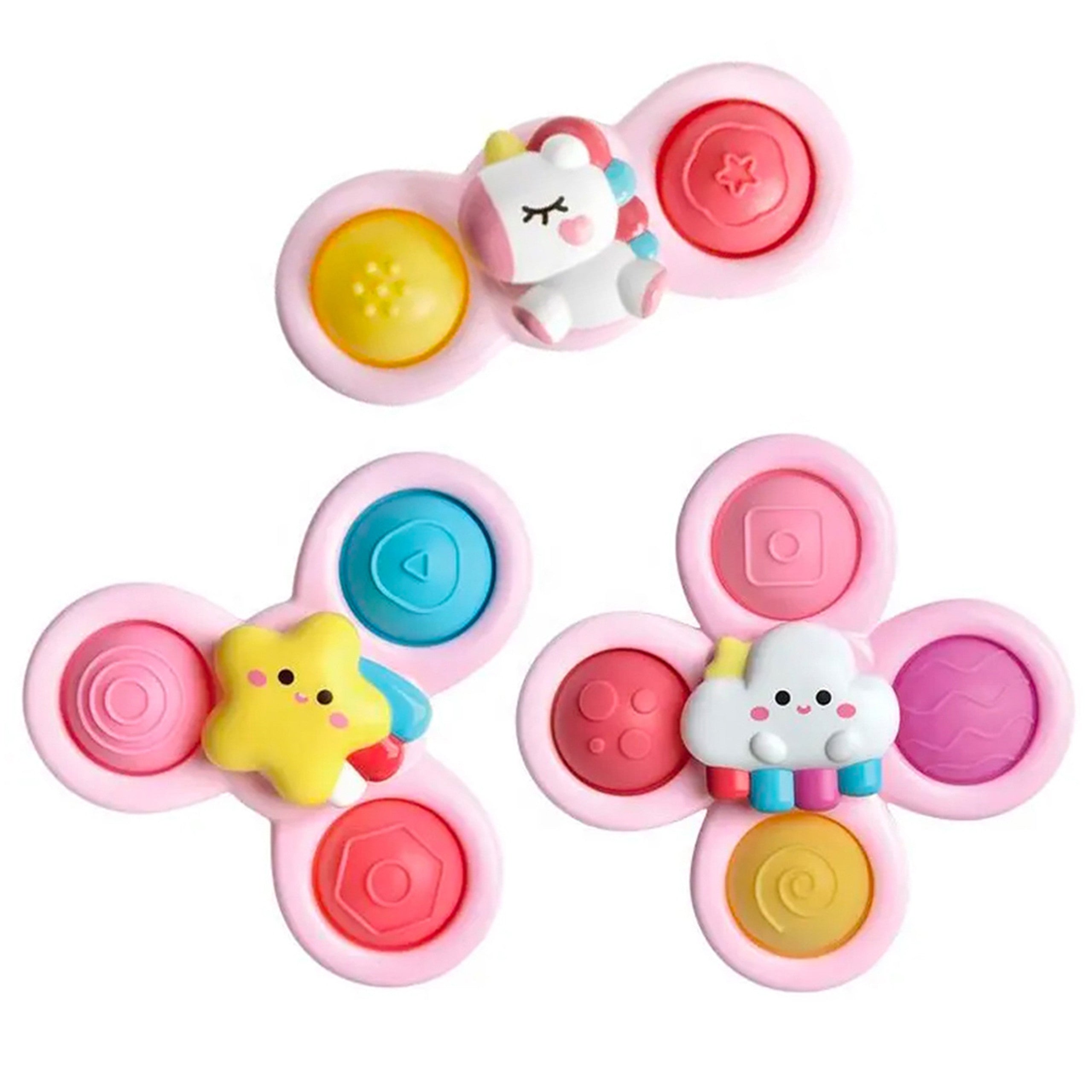 Woopie Baby Space Spinner Pop-it Sensory Toy Interchangeable 3 Pcs Pink.