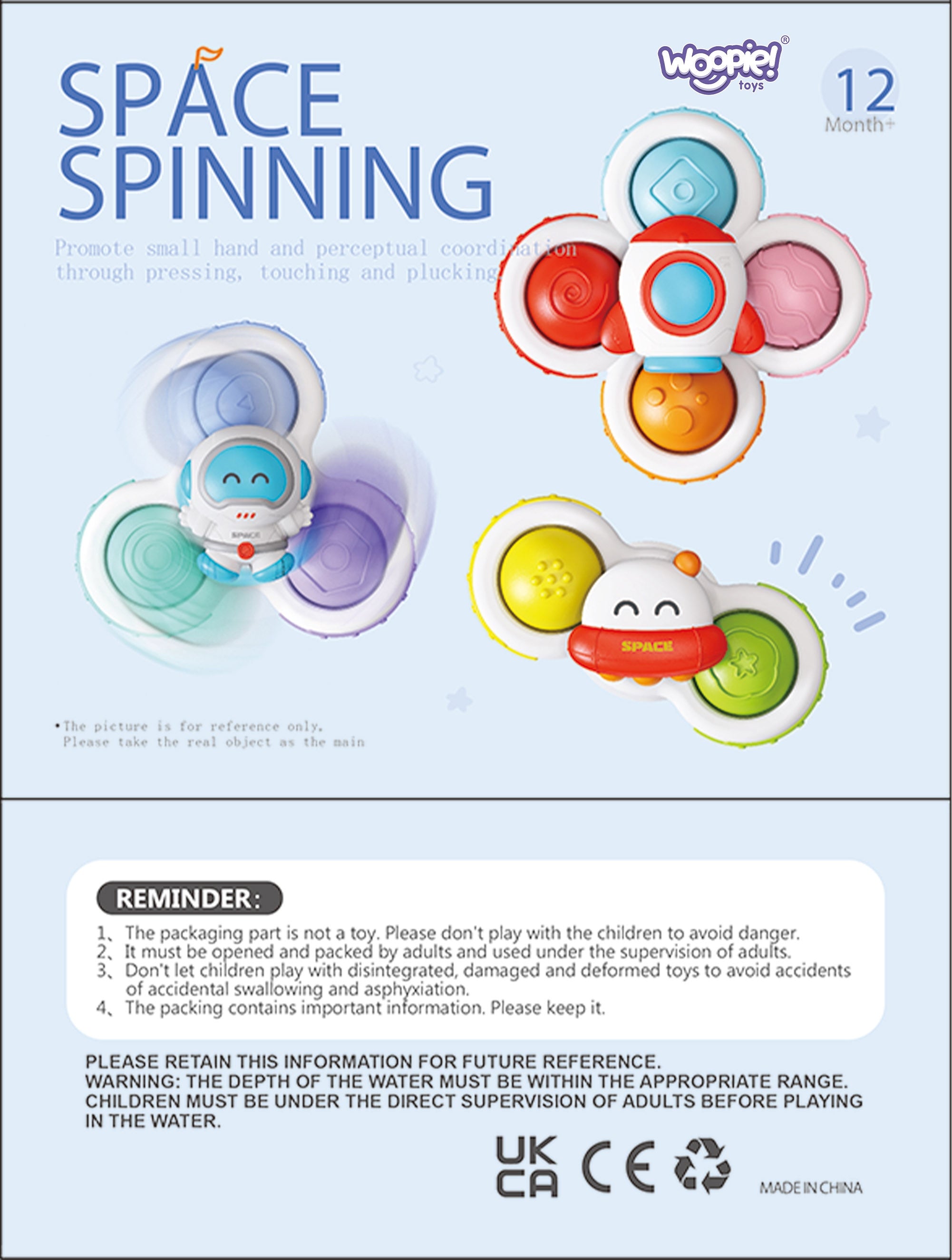 Woopie Baby Spinner Smyslová hračka Rocket Alien Ufo 3 ks.