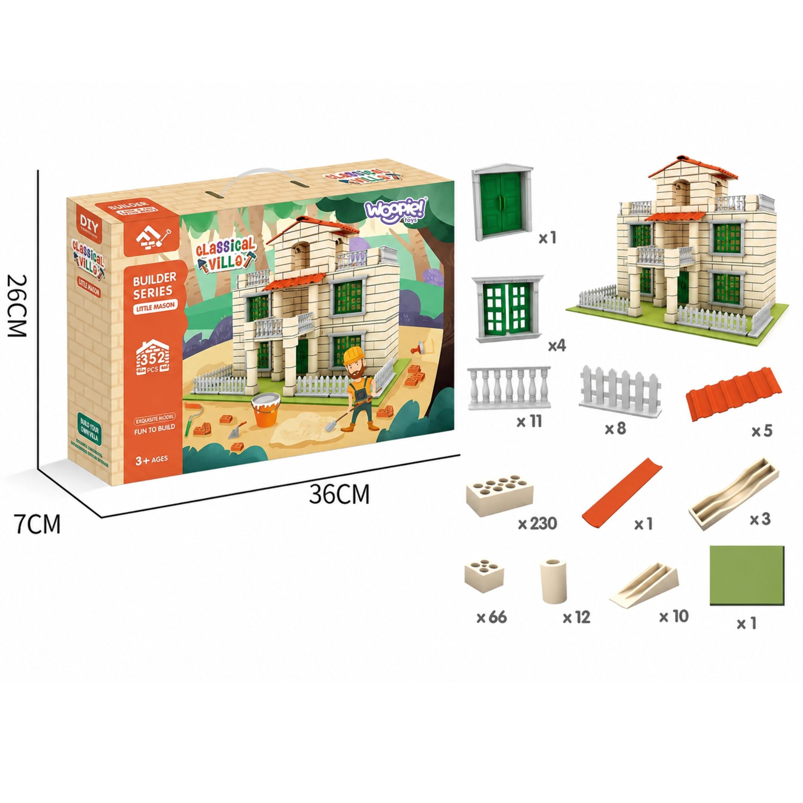 Woopie Brick Villa Construction Set 352 Pieces For Kids
