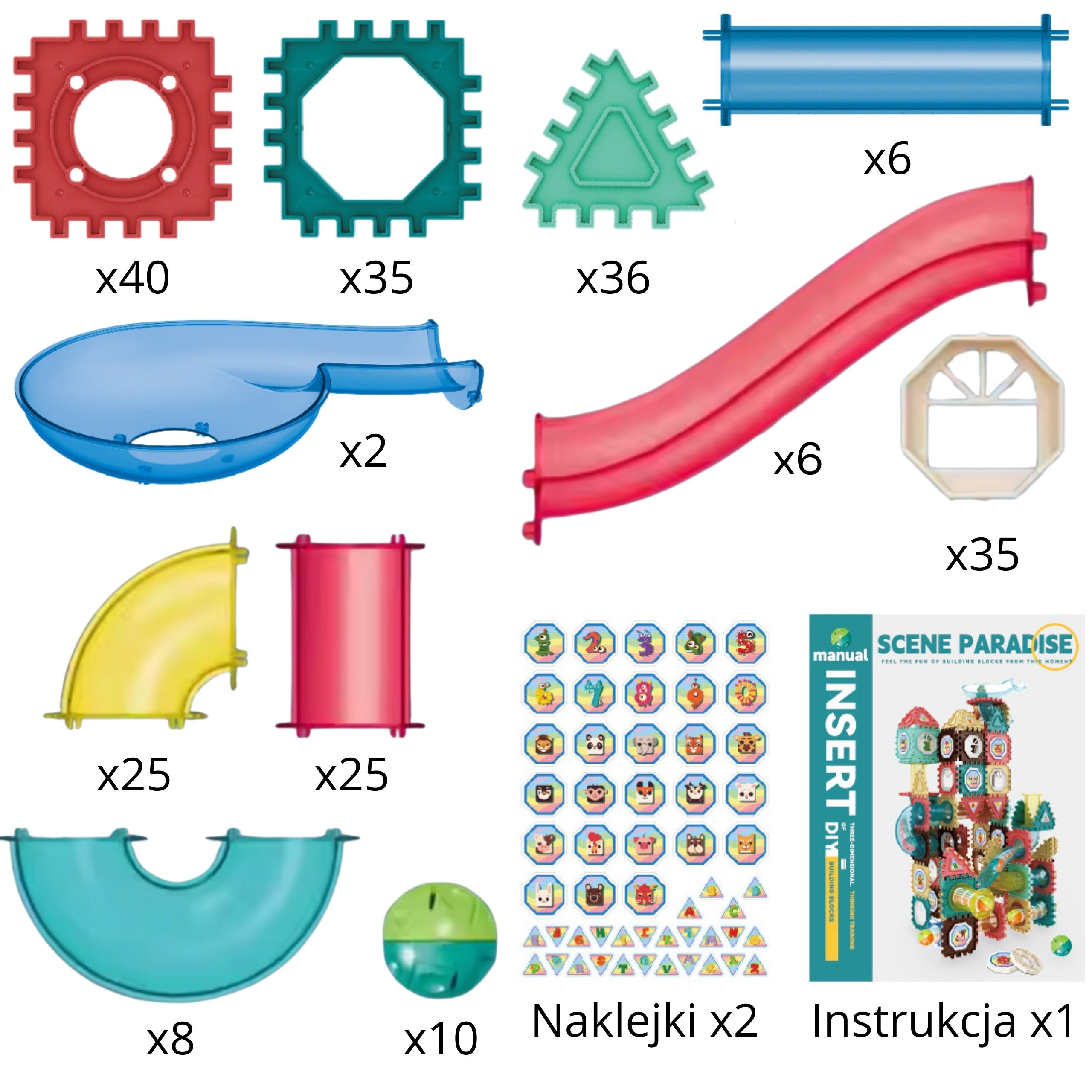 Woopie Blocuri de construcție 3d Set Educativ șină cu bile 228buc.