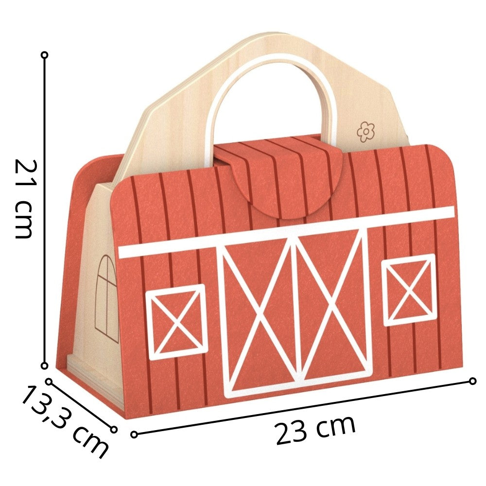 Woopie Green Wooden Folding Farm In A Suitcase With Animals 11 Pcs.