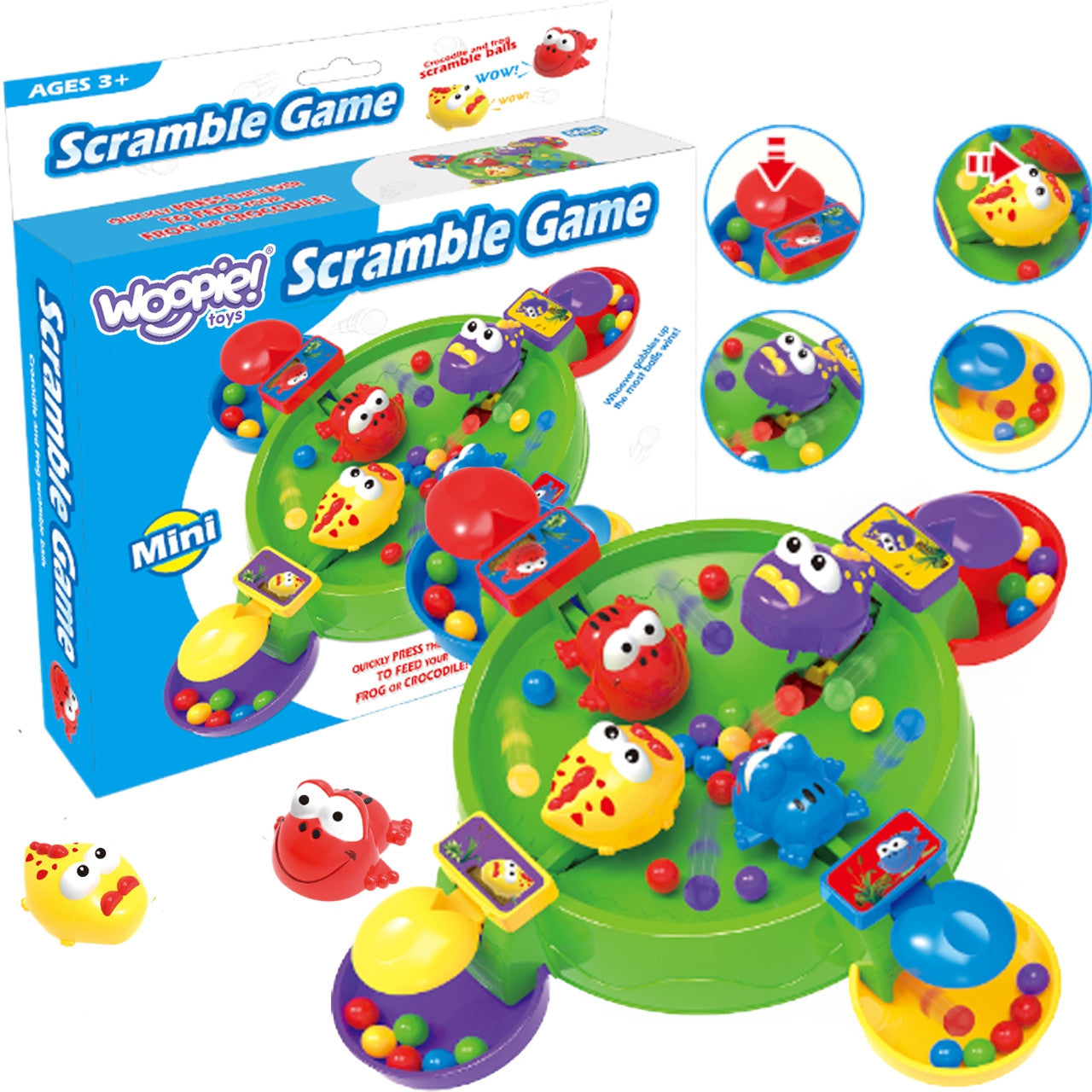 Woopie Arcade-Brettspiel Hungry Happy Frog And Crocodiles 3+