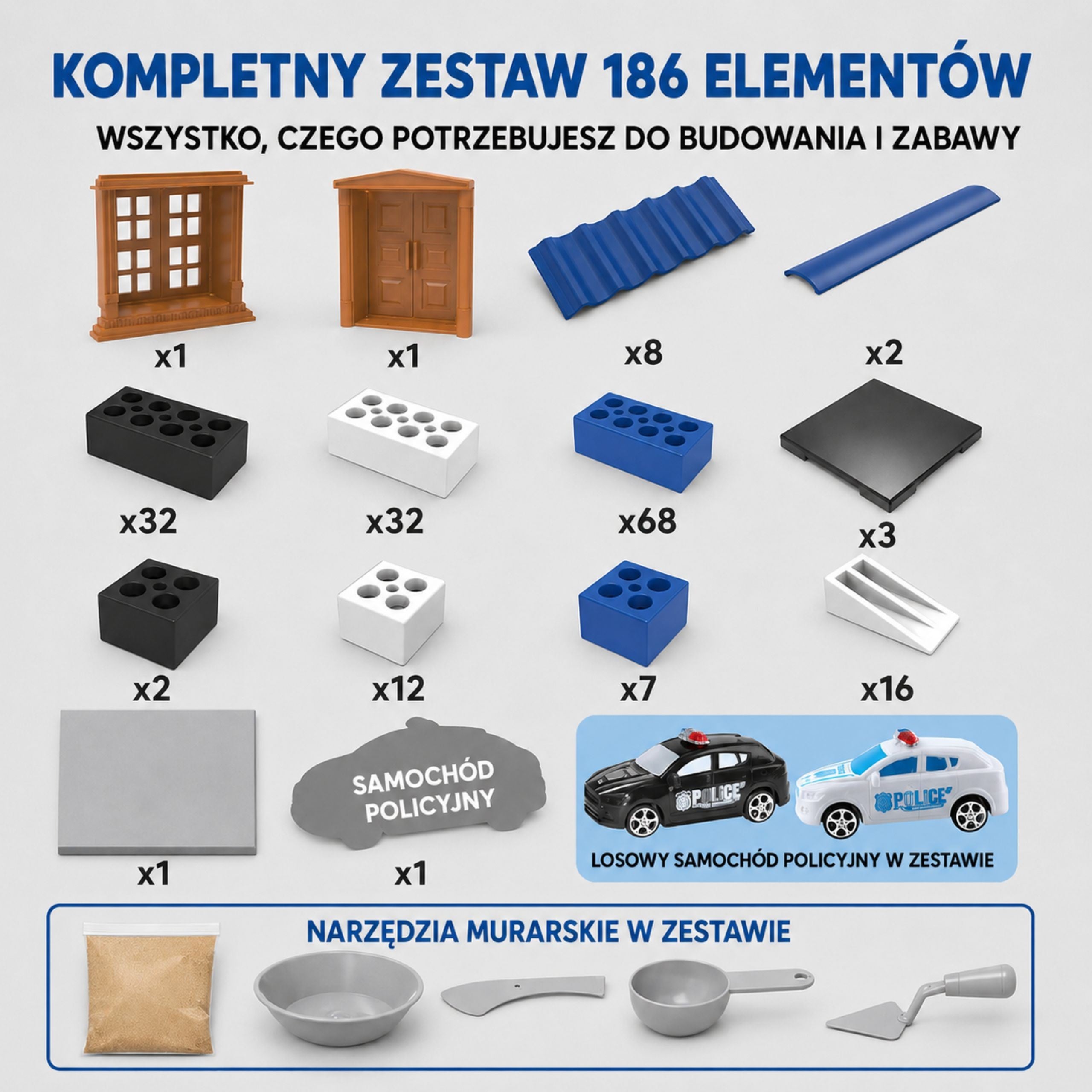 Woopie Police Station Brick Building Kit 186 Pcs. Building Bricks