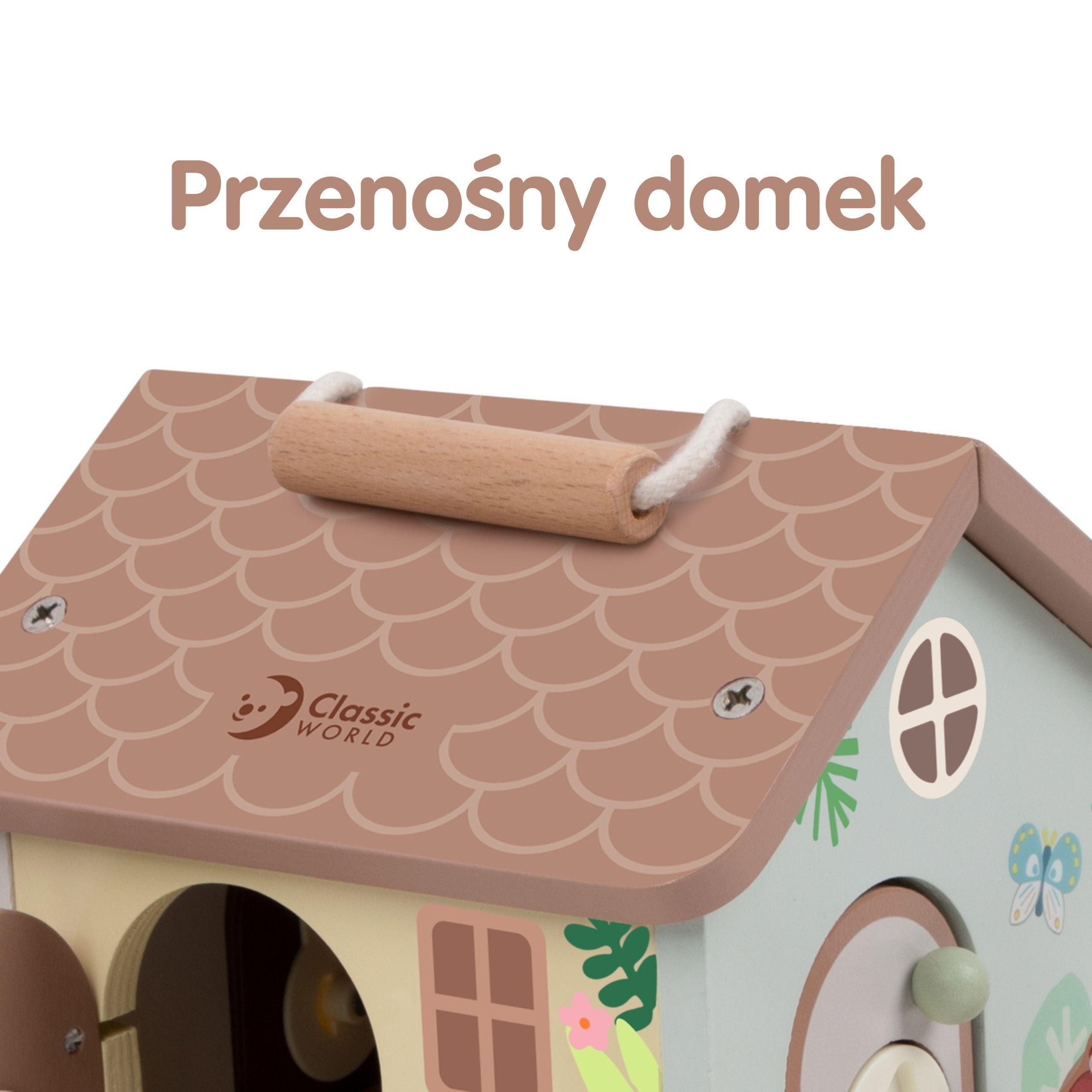 Casa educativa sensoriale in legno Classic World con serrature e chiavi 11 pezzi.