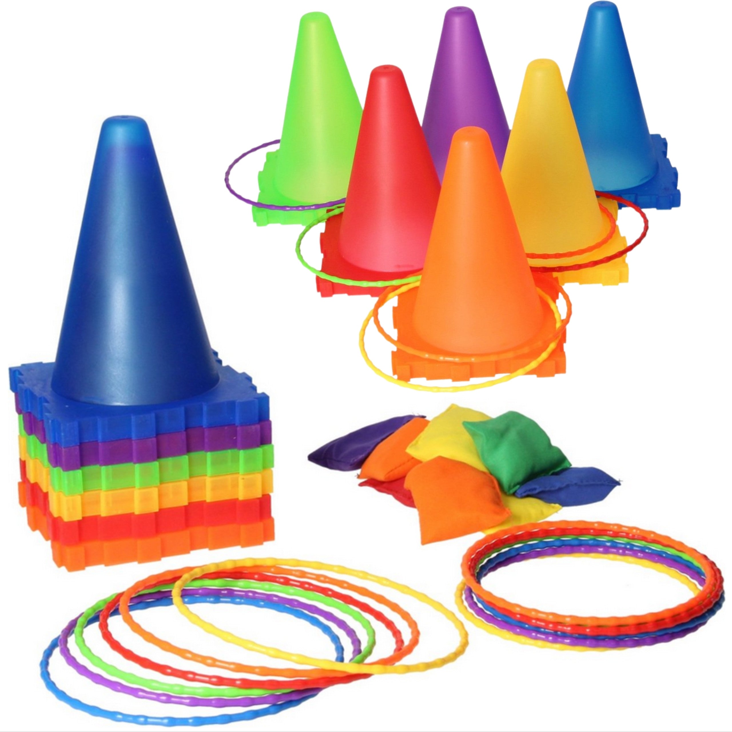 Woopie Garden Game Set 3 In 1 Throw At The Target Cones Hoops Bags 30 Pcs.