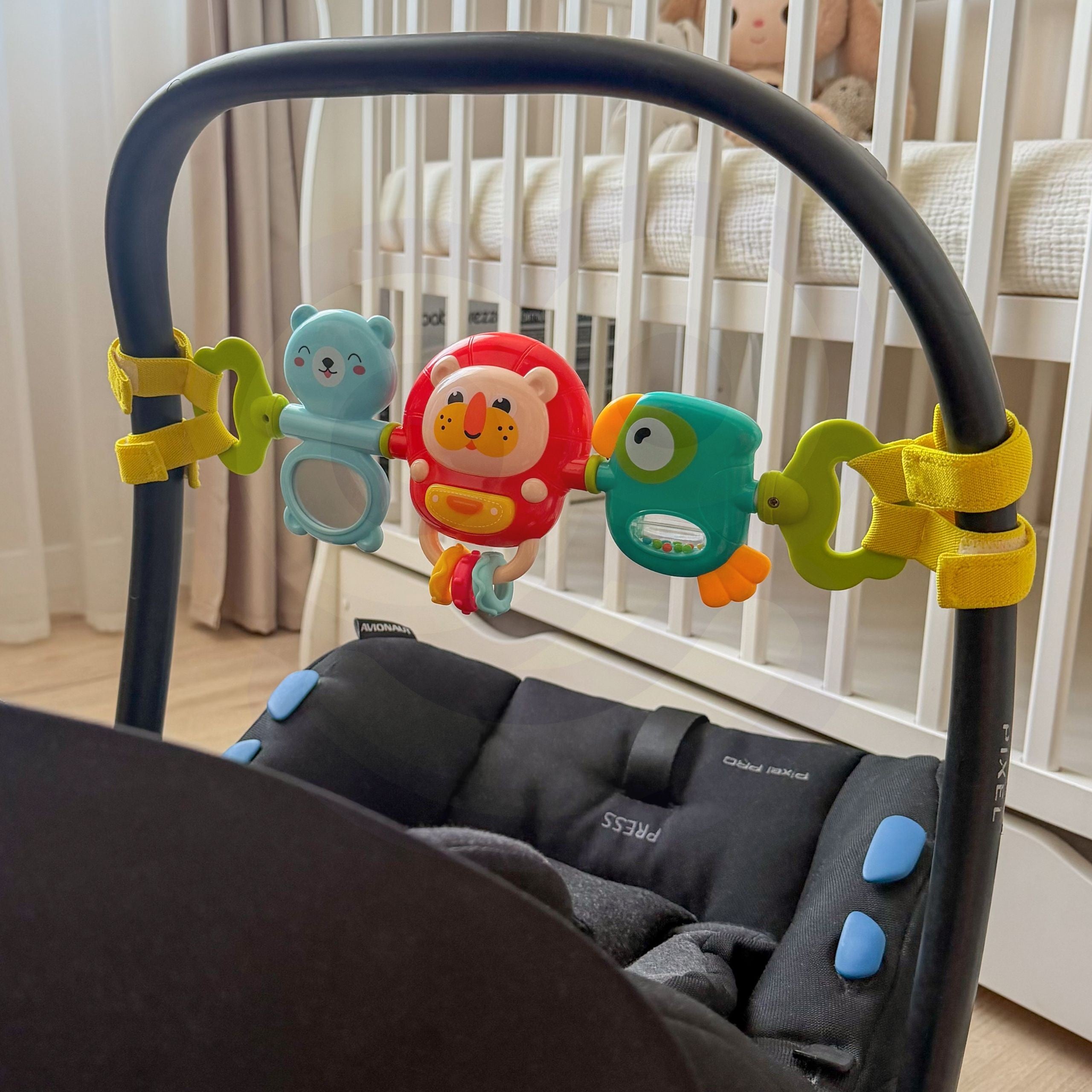 Woopie Bébé Poussette Pendentif Berceau Sensoriel Jouant Hochet Miroir 6m+