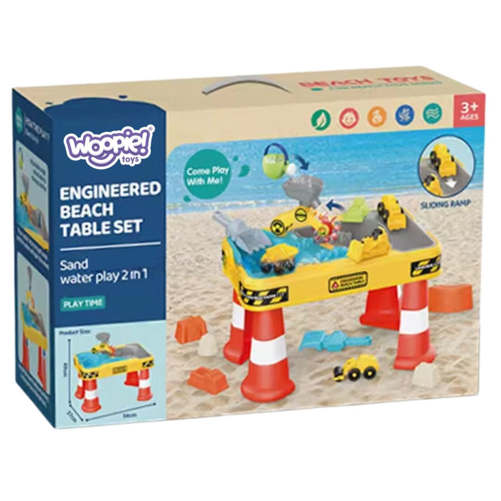 Woopie Water Table 2 In 1 Sandbox Construction Site + 4 Cars 12 Pcs.