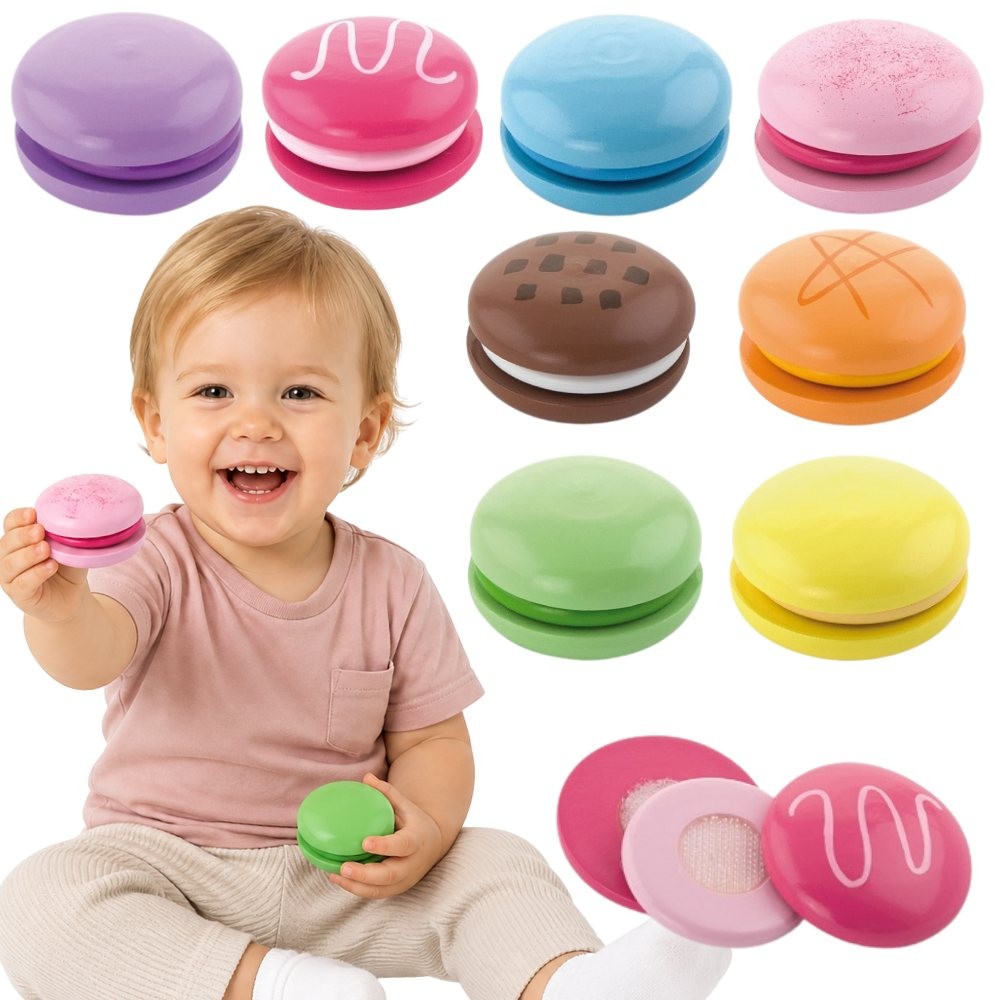 Viga Houten Koekjes Kleurrijke Koekjes Macaron Set 8 Stuks
