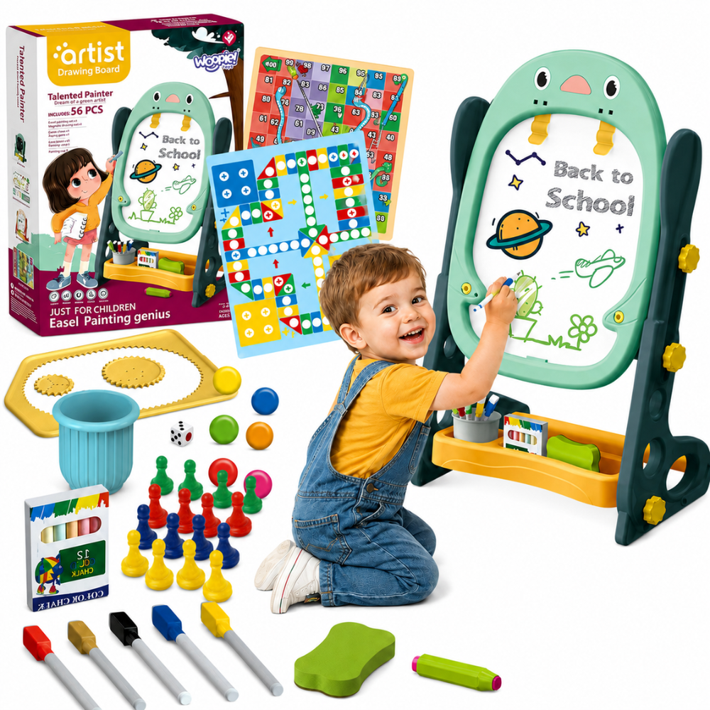 Woopie Double-sided Magnetic Board For Drawing And Learning Numbers And Letters 56 Pcs.