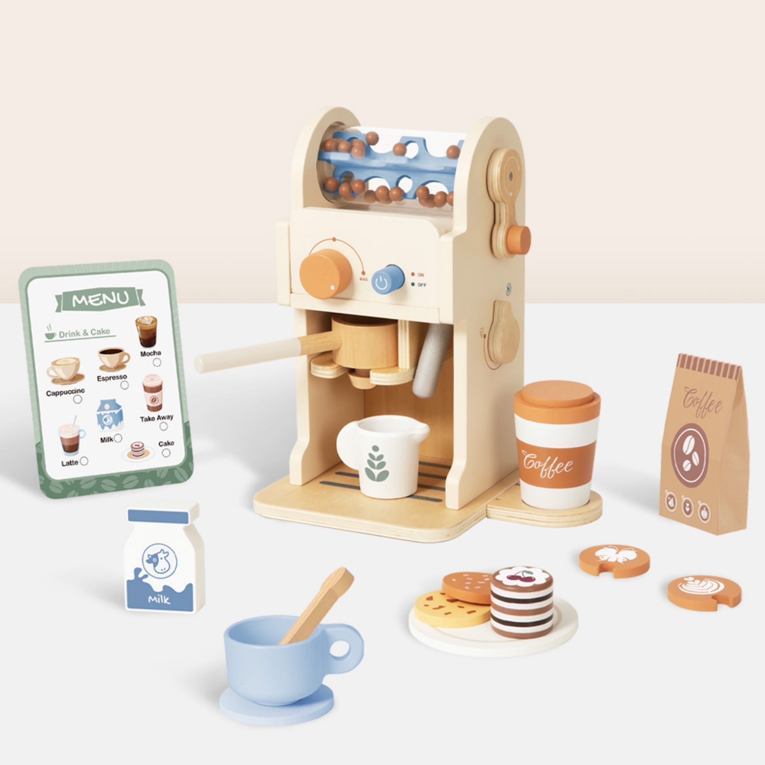 Tooky Toy Wooden Coffee Set - Barista Espresso Machine