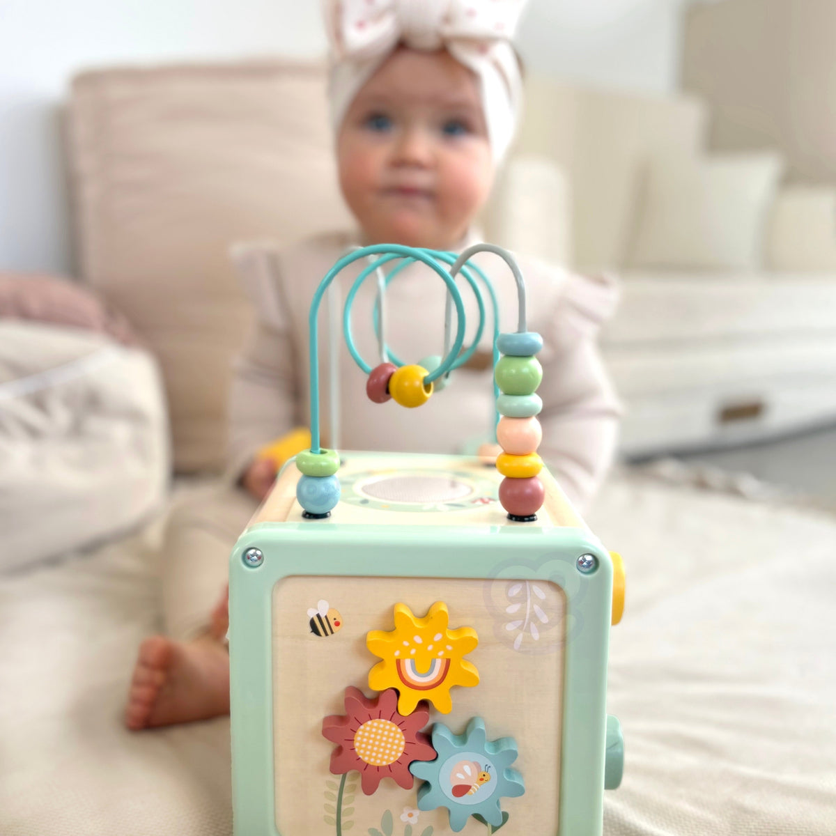 Multifunkční vzdělávací třídič Woopie Green Wooden Activity Cube