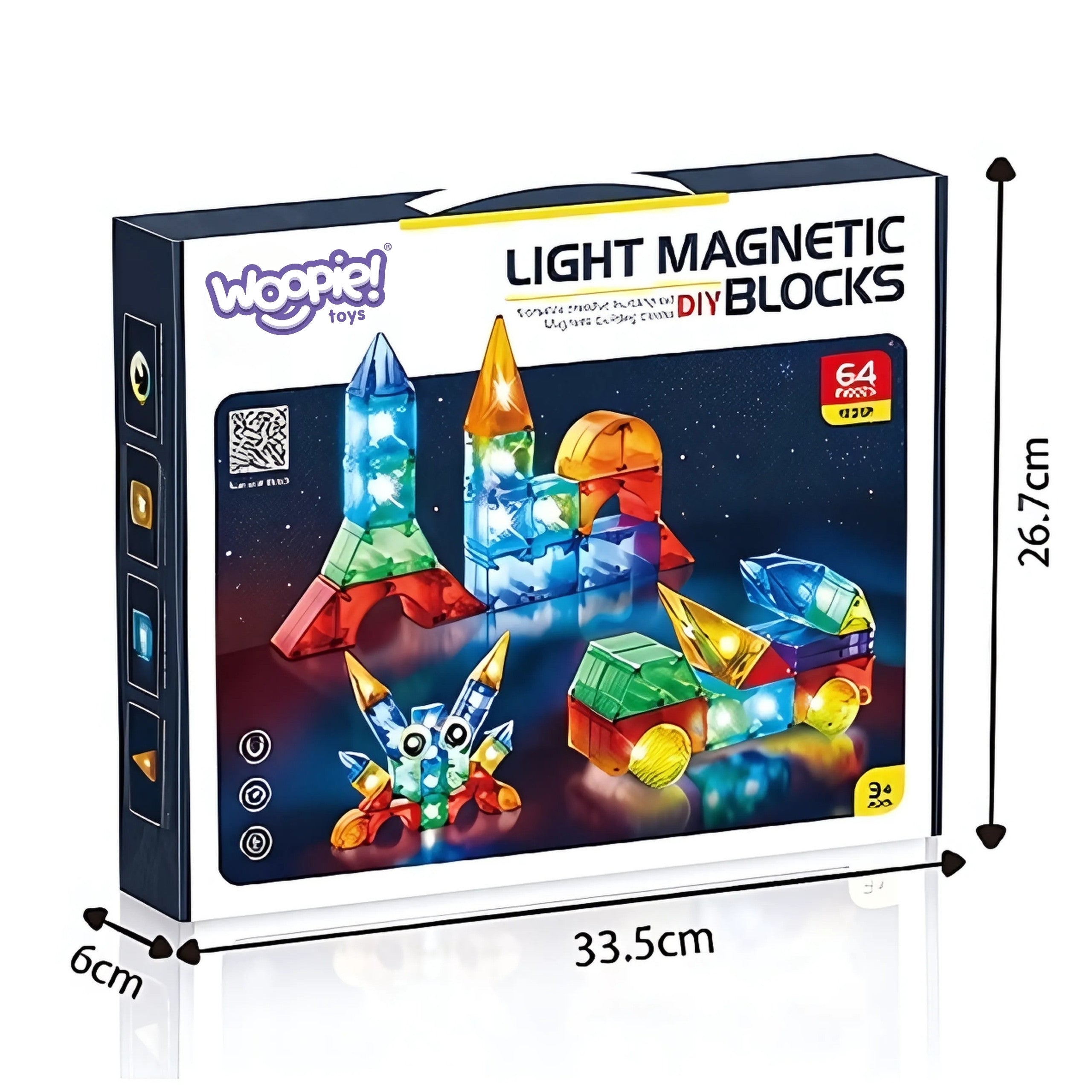 Woopie magnetické stavebnice 3d kocky Vzdelávacia sada 63 ks.