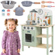 Cuisine en bois vert Tooky Toy avec accessoires