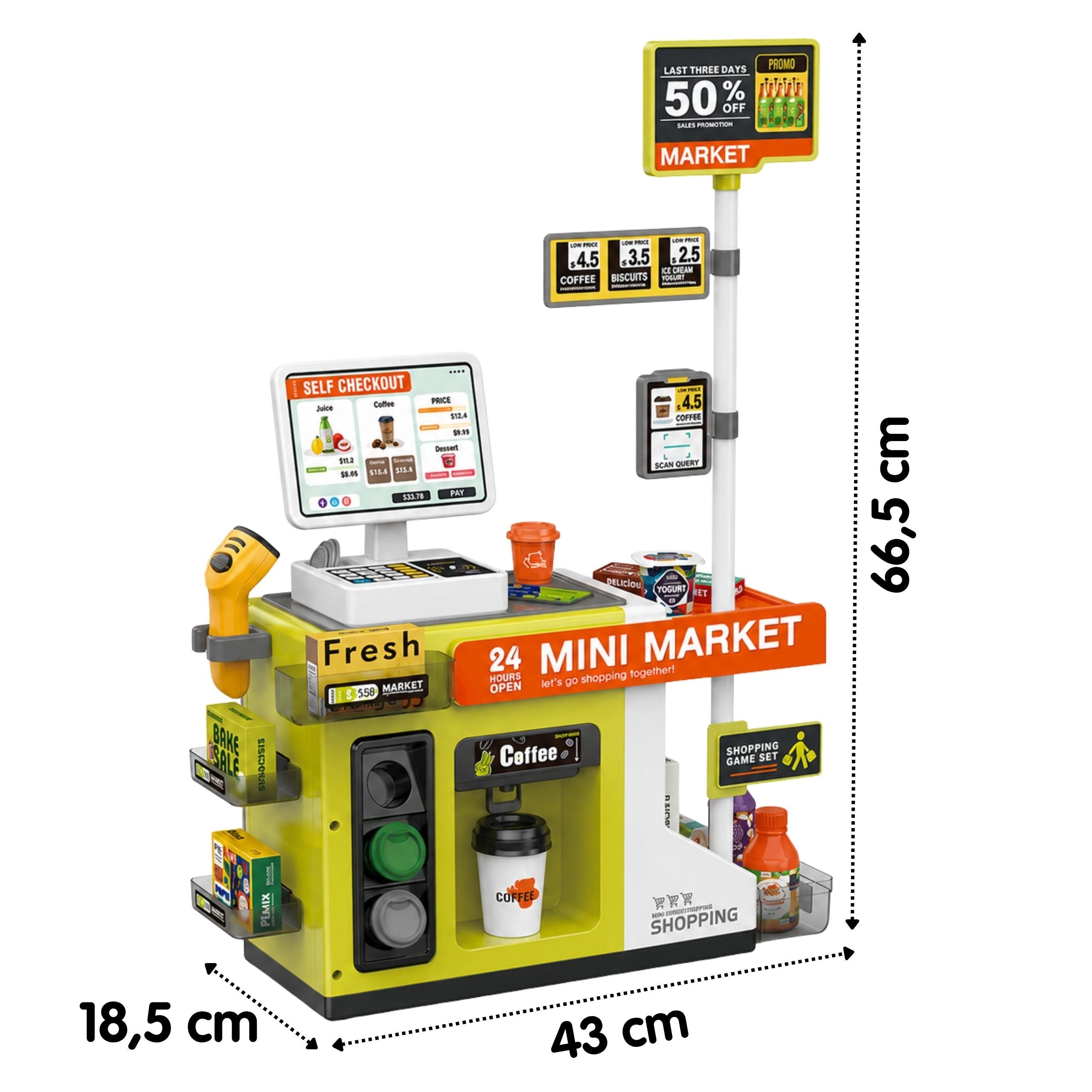 Woopie Self-service Cash Register Mini Market Express Accessories