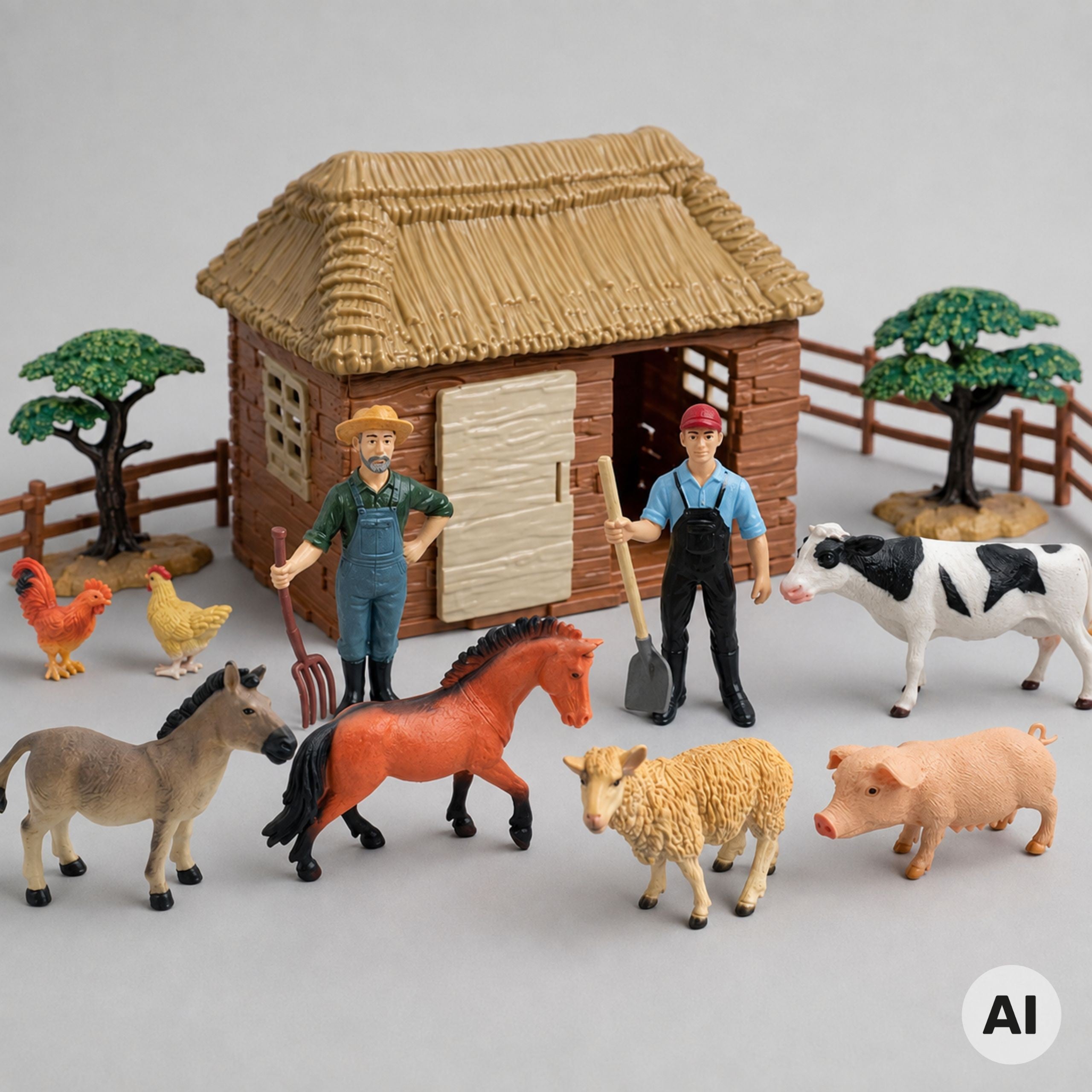 Woopie Large Farm With Animals 63 Pcs. Farmers' Farm Figures Stable For Children