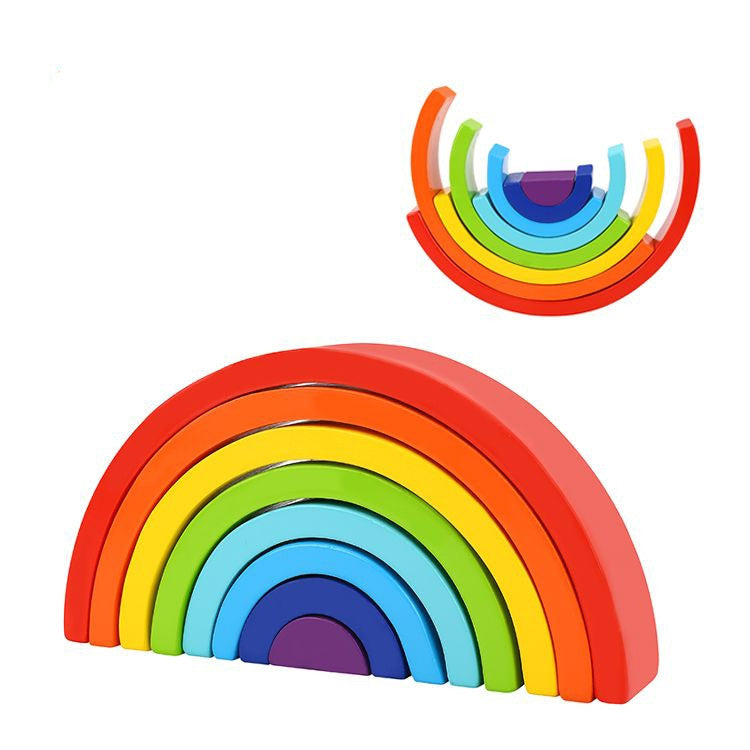Tooky Toy Rompecabezas de arco iris de madera Bloques creativos Montessori Certificado Fsc