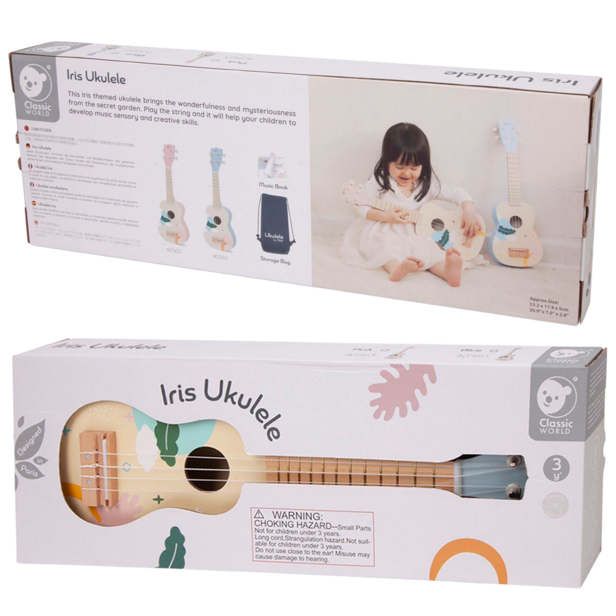 Ukulele din lemn Clasic World Pentru Copii Albastru