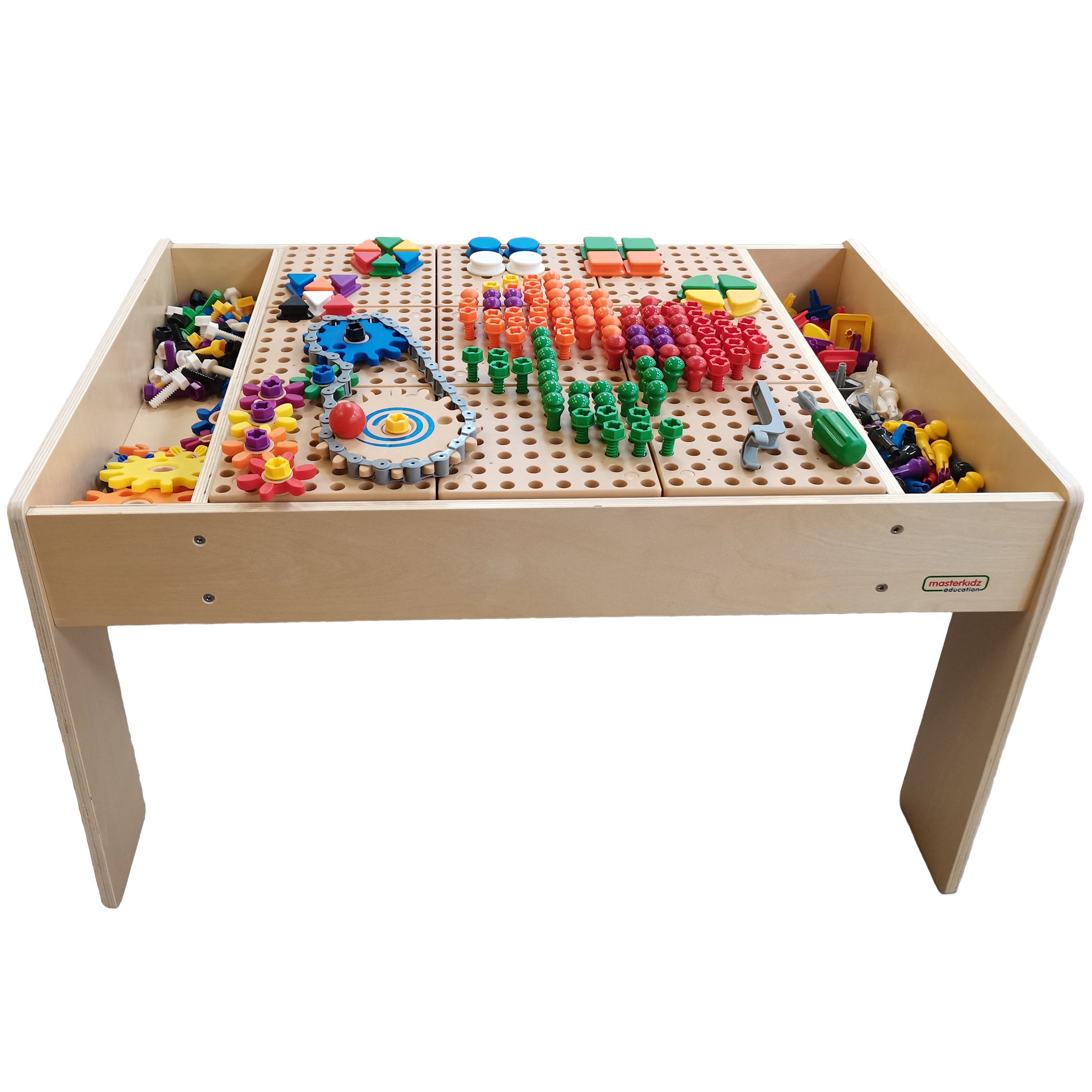 Mesa educacional de madeira Masterkidz + acessórios de parede de haste