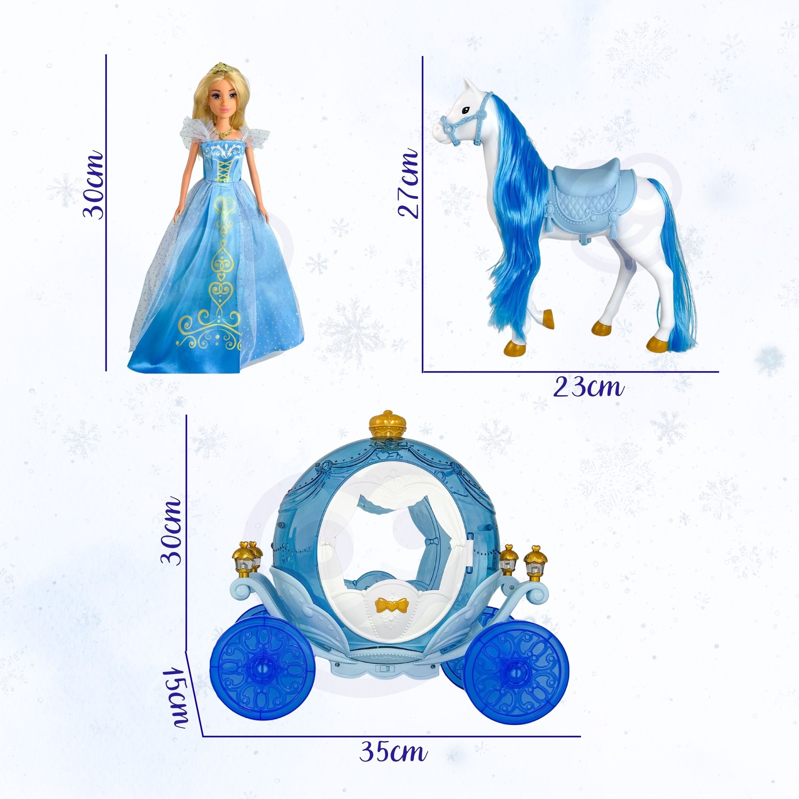 Woopie Royal Ice Princess Lily Doll And Magic Carriage Accessories