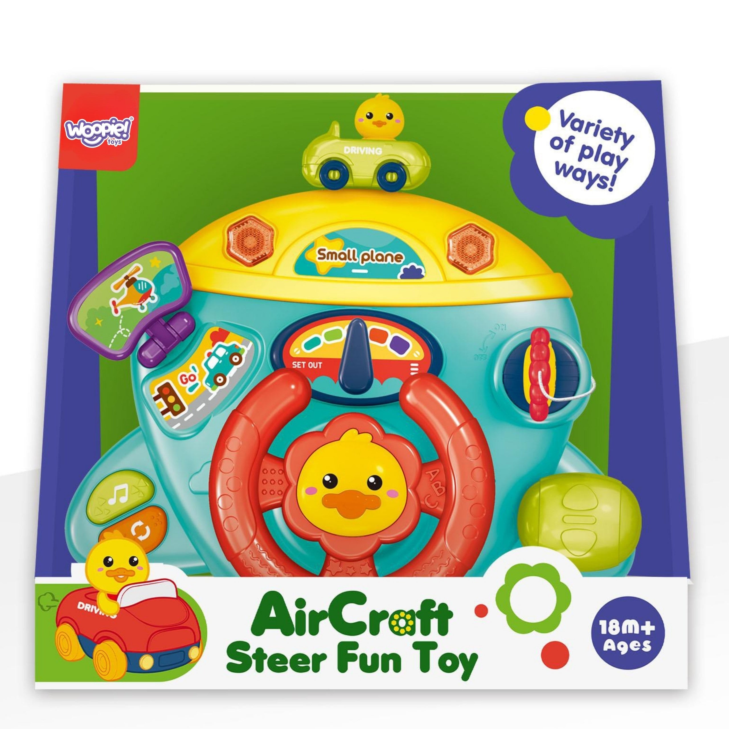 Woopie Baby Interactive Steering Wheel Flygplansfordon för Spjälsäng Barnvagn Effekter 18m+