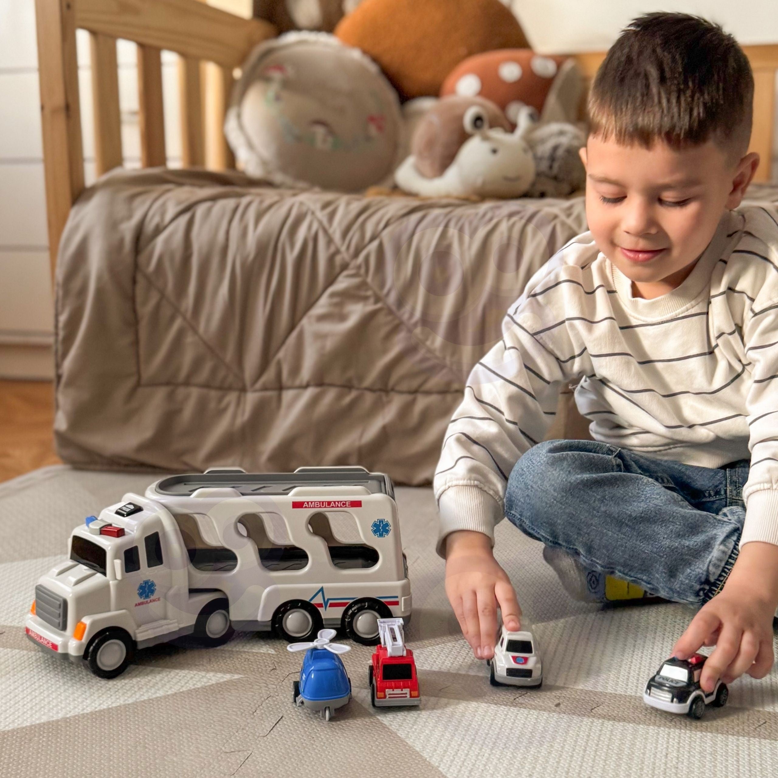 Woopie Road Tow Truck Juego de 5 coches - Ambulancia