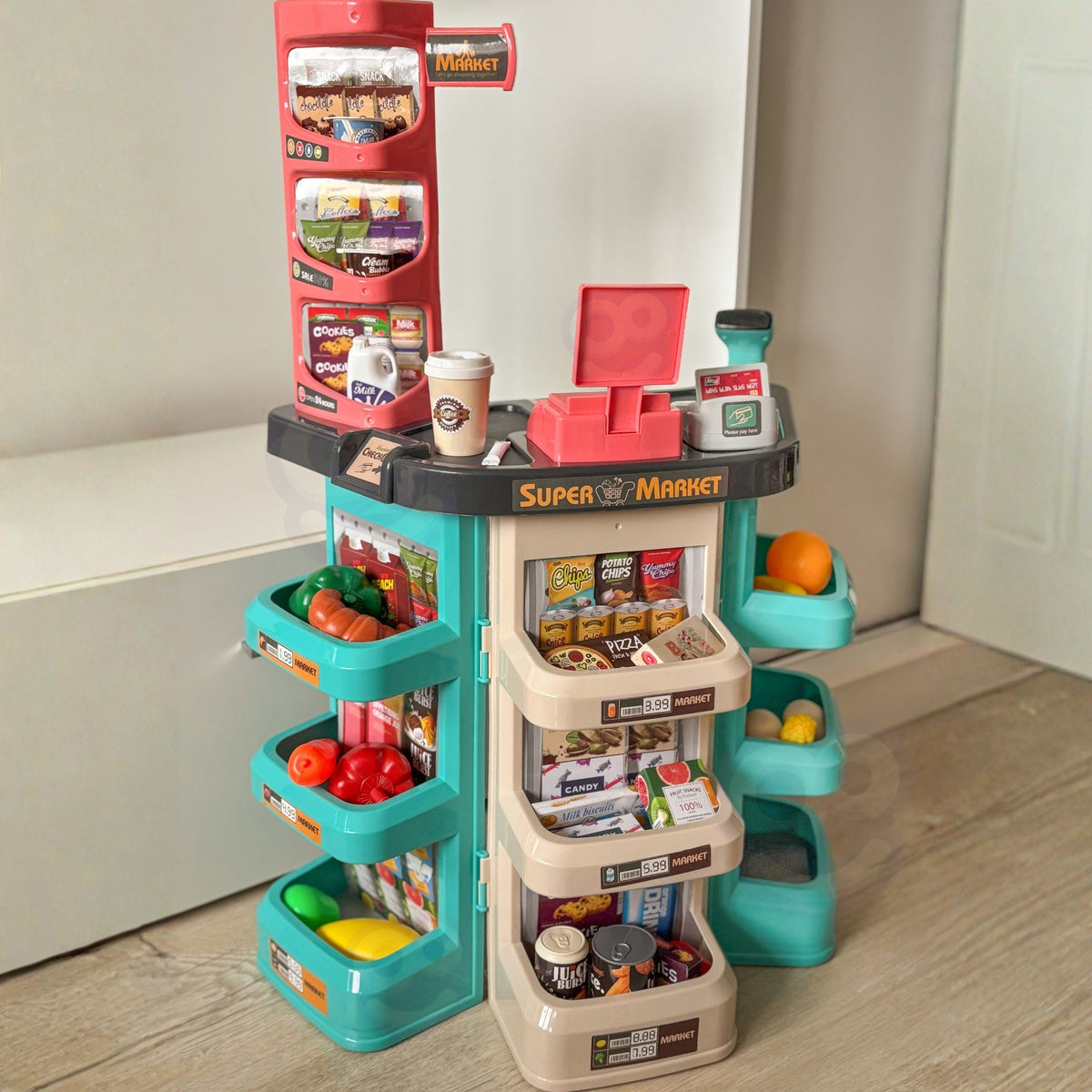 Magasin de supermarché Woopie et scanner d'échelle de caisse de panier d'achat de chariot 47 Acc