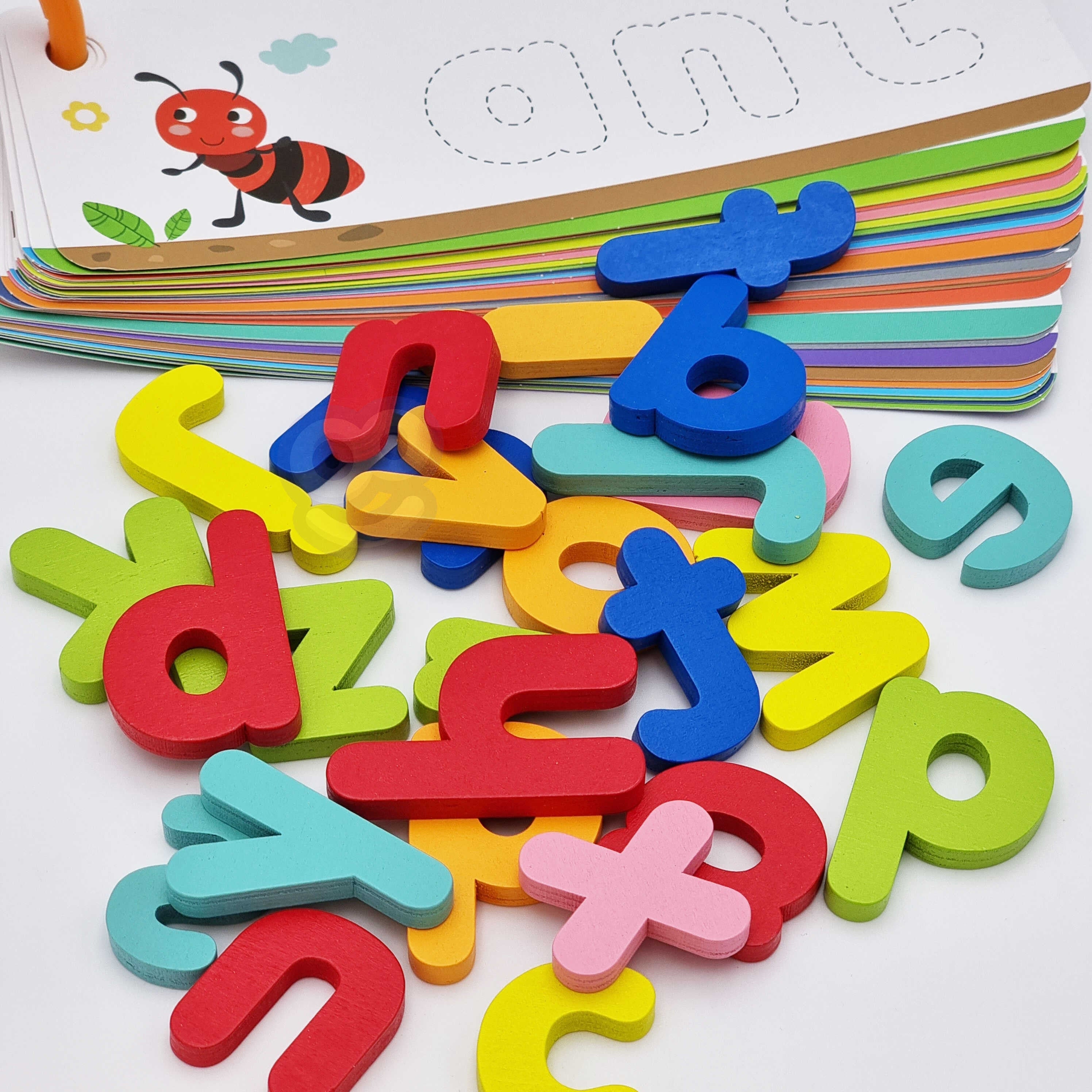 Играчка Tooky Монтесори Азбучен пъзел Учене на букви Думи Животни 57 бр.
