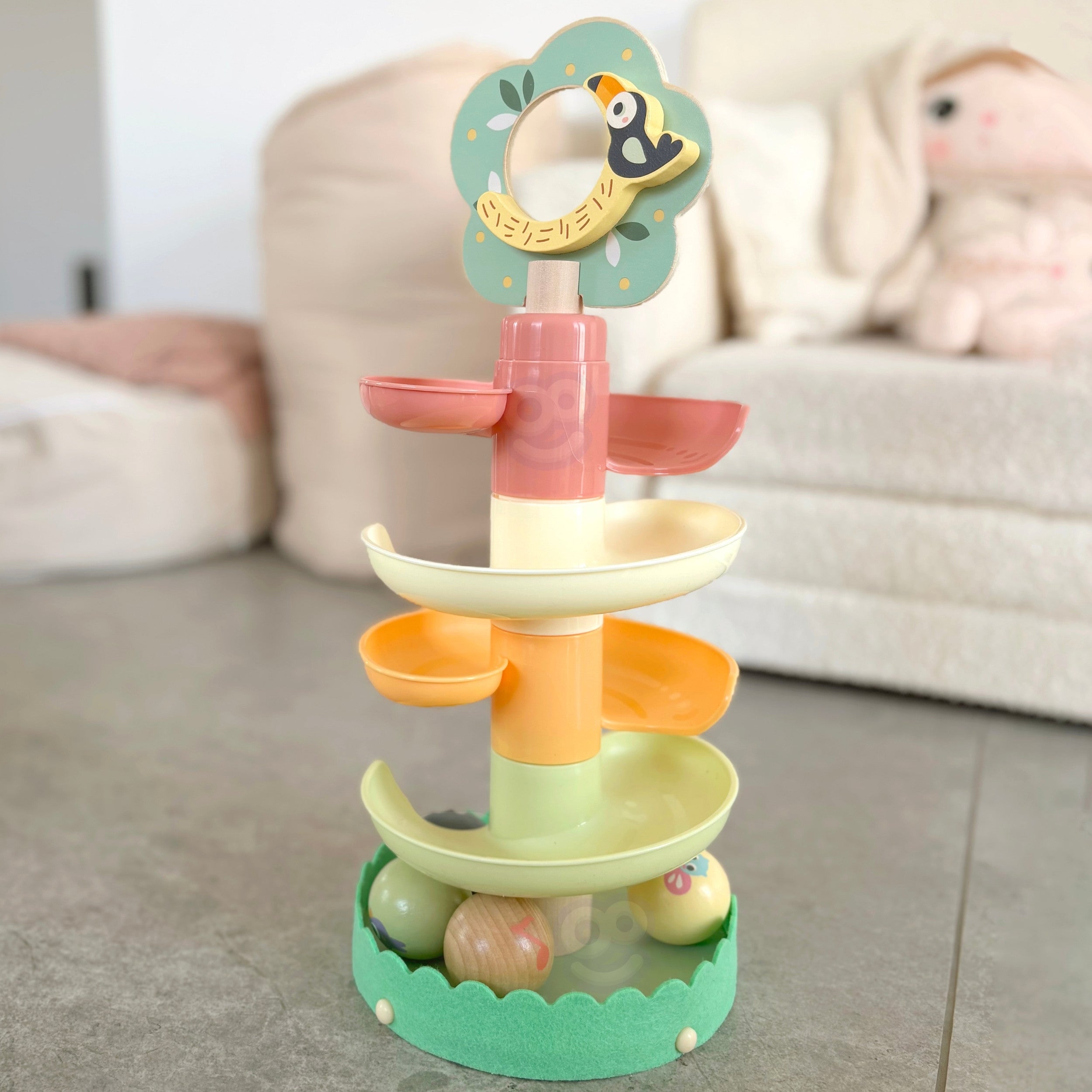 Woopie Green Wooden Ball Track Sensory Educational 6 Pcs.