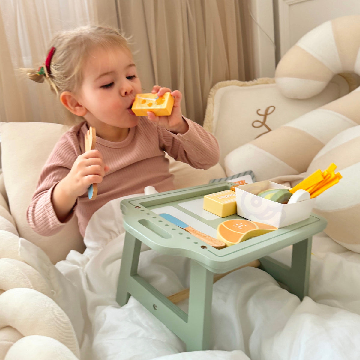 Woopie Green Breakfast Set And Restaurant - Jogo de pedidos com bandeja e acessórios