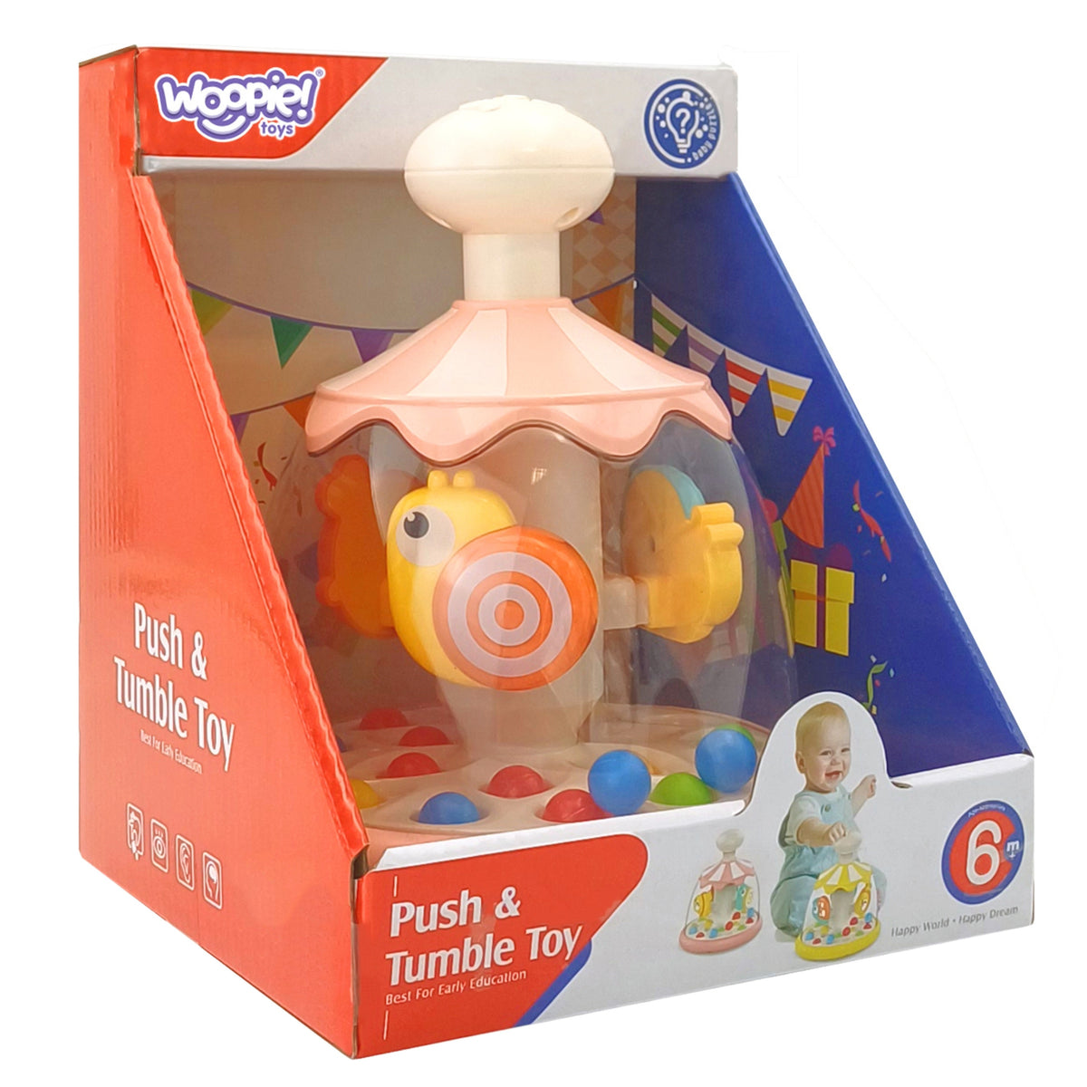 Woopie Baby Colorful Animals Ružový kolotoč s loptičkami