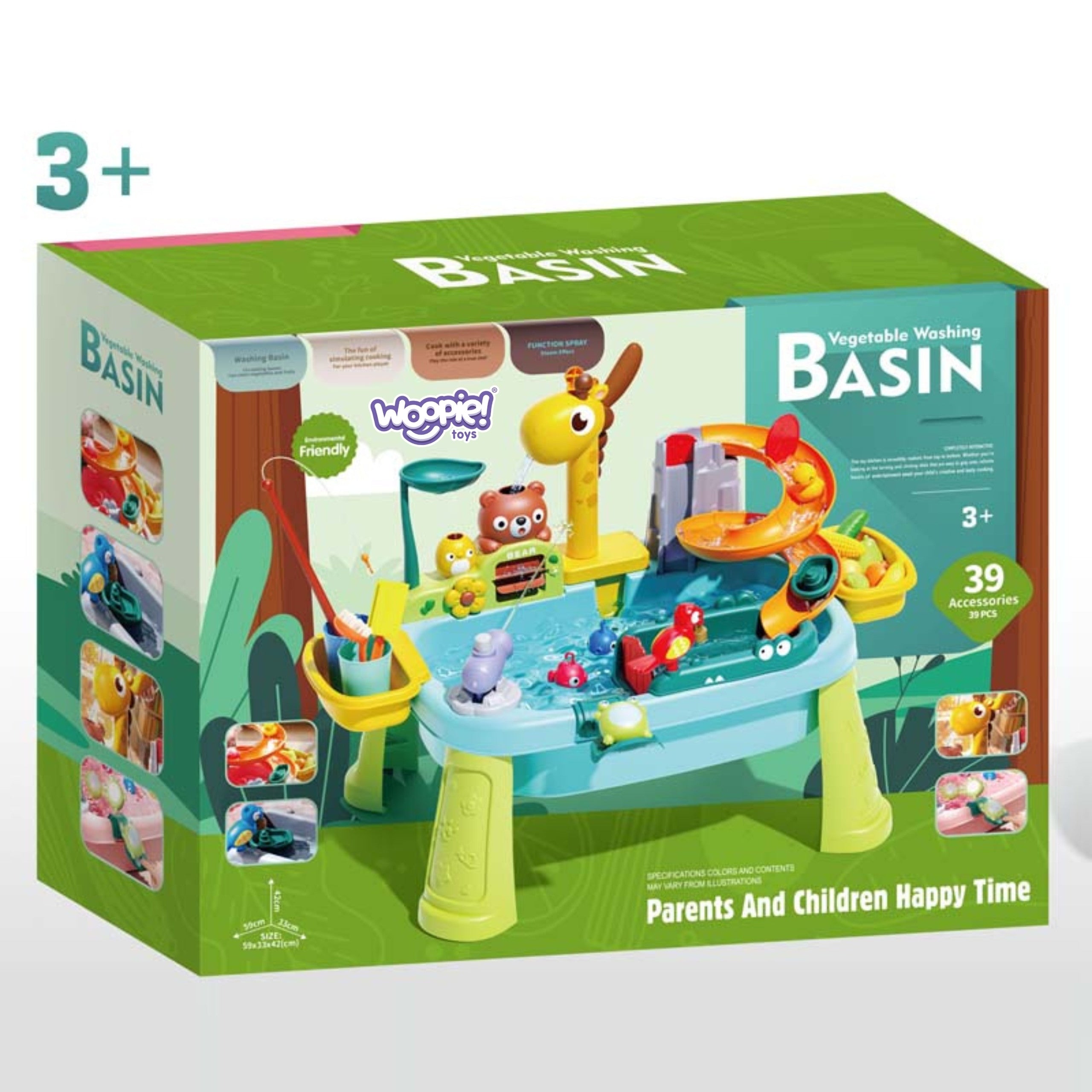 Woopie Table à Eau 4-en-1 Jeu de Pêche Évier Toboggan Aquatique Girafe