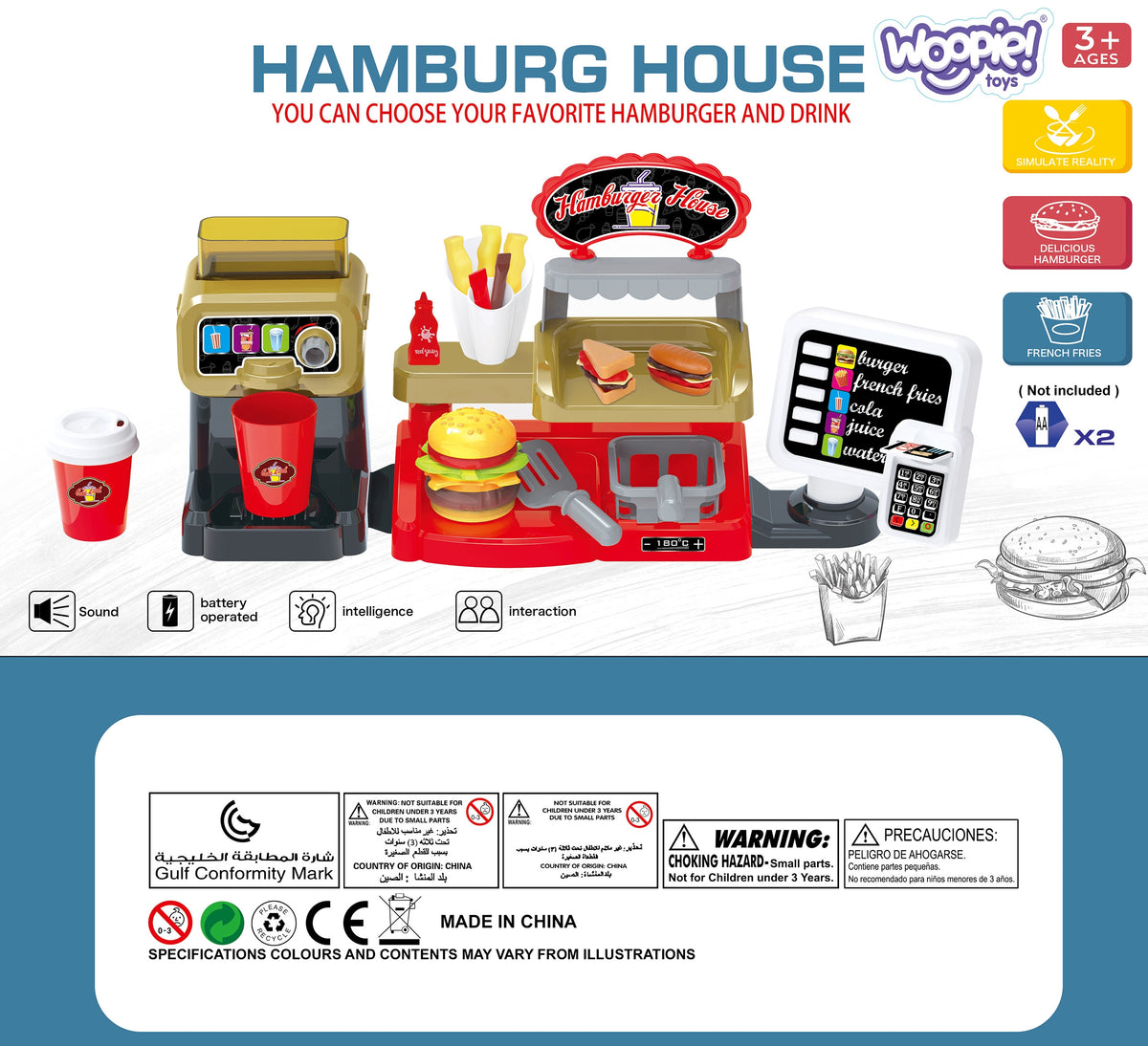 Woopie Fast Food Xxl Shop Caissier de Restaurant + Distributeur de Boissons