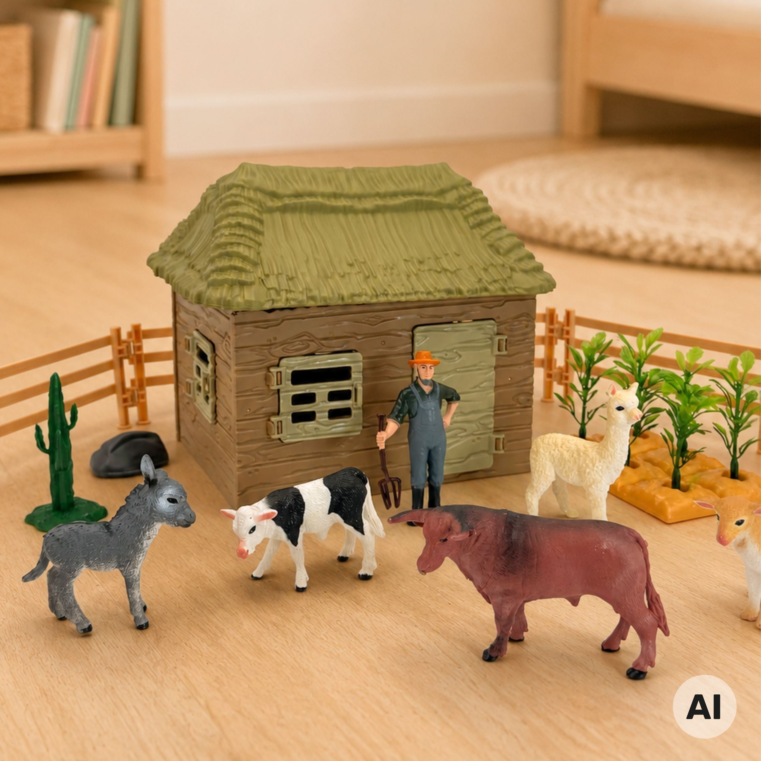 Woopie Farm Animal House Figures Set 37 Pcs Little Farmer